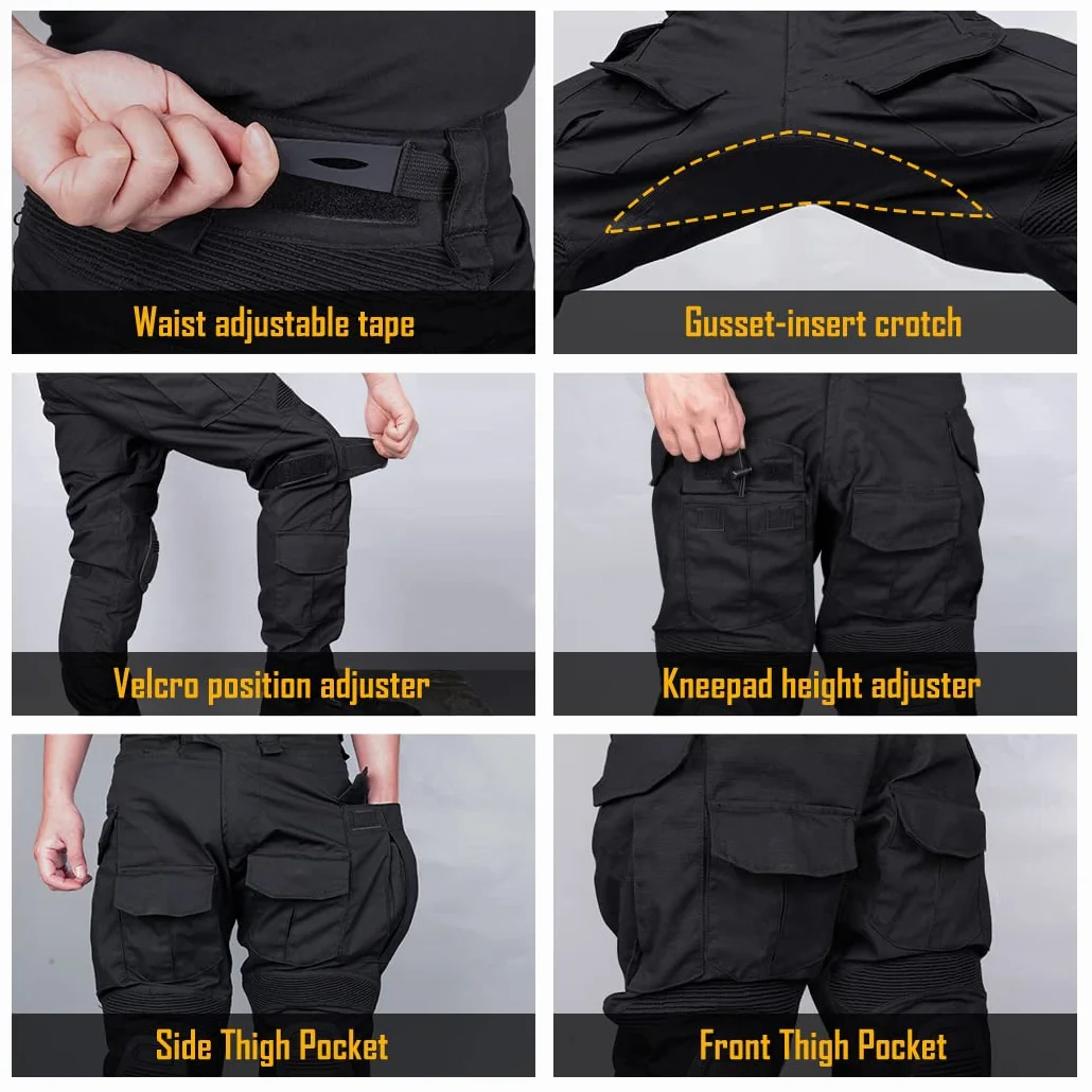 IDOGEAR G3 spodnie wojskowe z Ochraniacze na kolana męskie taktyczne spodnie w stylu cargo spodnie robocze wojskowe spodnie