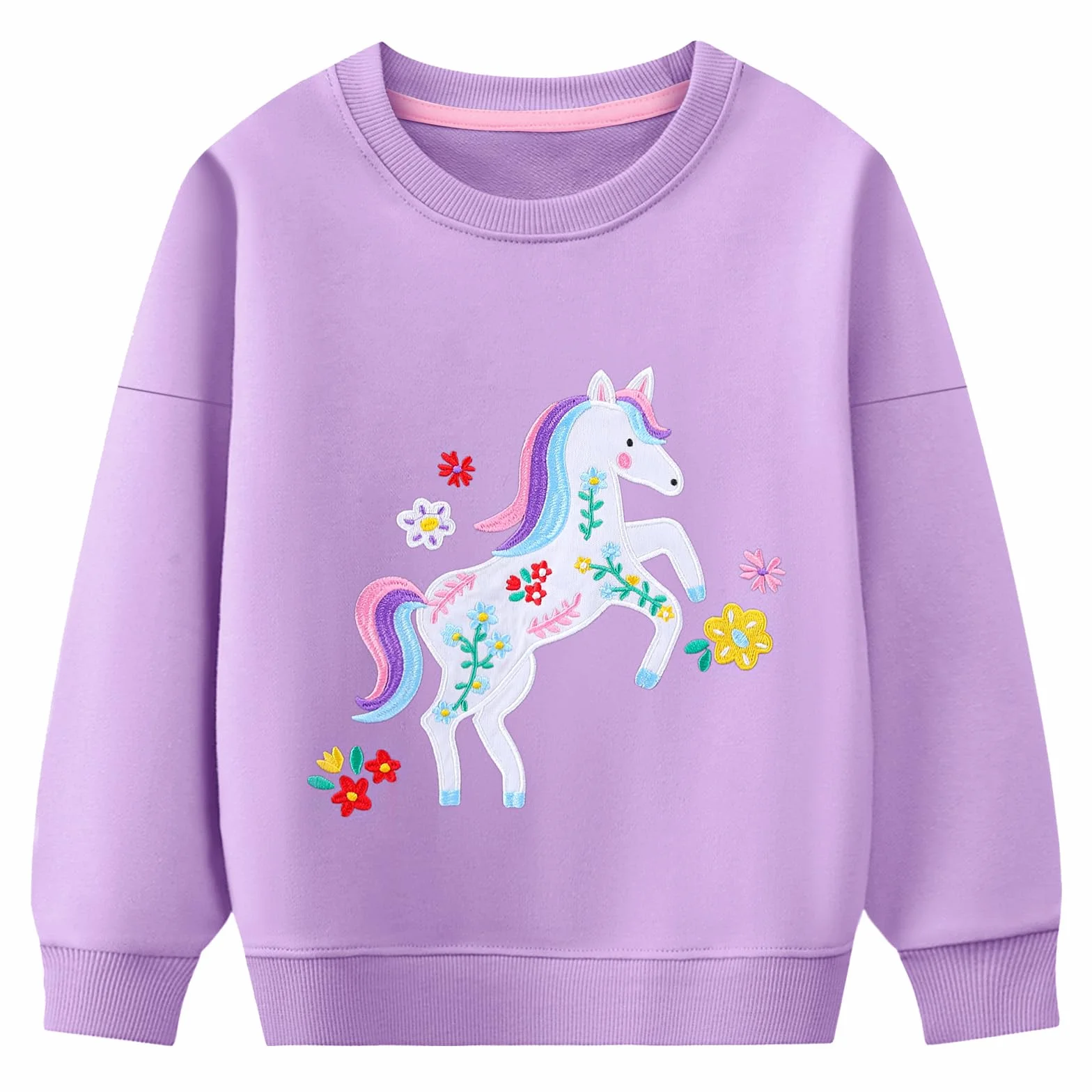 Dziewczęca bluza top z długim rękawem sweter z nadrukiem zwierzęcym śliczna bluza sportowa rekreacyjna na co dzień t-shirty z okrągłym dekoltem dziecięca moda odzież 2-7 lat