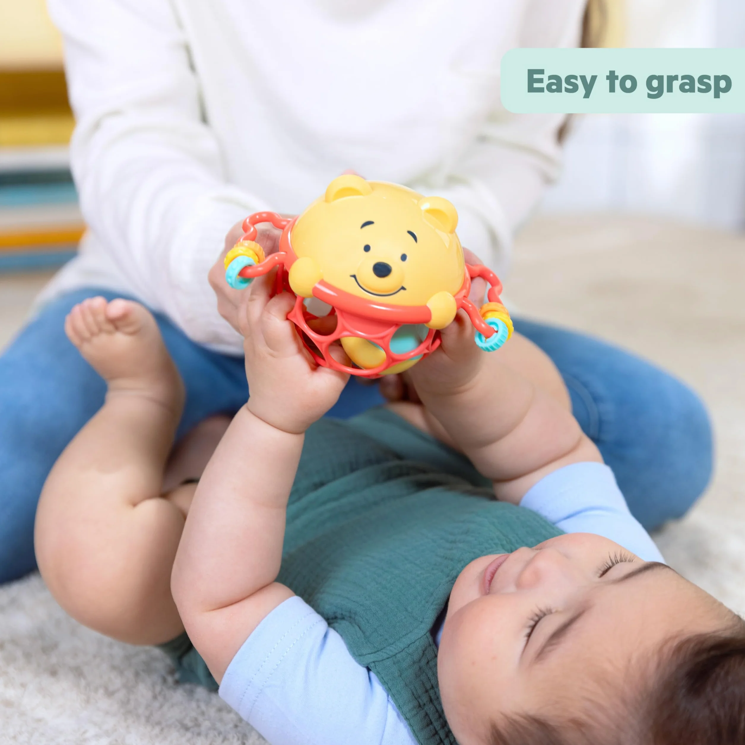 Disney Kubuś Puuh Jingle & Shake grzechotka firmy Bright Starts z łatwą do chwytania technologią Oball, unisex, dla noworodków i starszych dzieci
