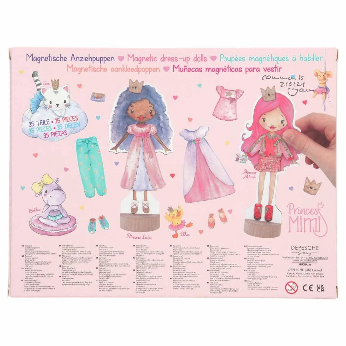 Depesche 8839 Princess Mimi - magnetyczne lalki do ubierania, zestaw z dwiema lalkami i 35 elementami do zakładania, od 3 lat
