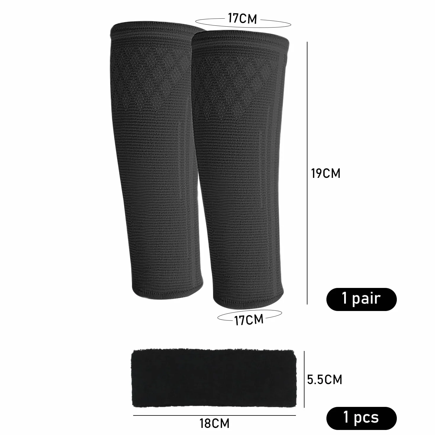 1 para czarnych ochraniaczy do siatkówki i 1 x czarna bandana pochłaniająca pot, elastyczne ochraniacze na ramiona do siatkówki, ochraniacze przedramienia, sprzęt ochronny do siatkówki, odpowiedni do