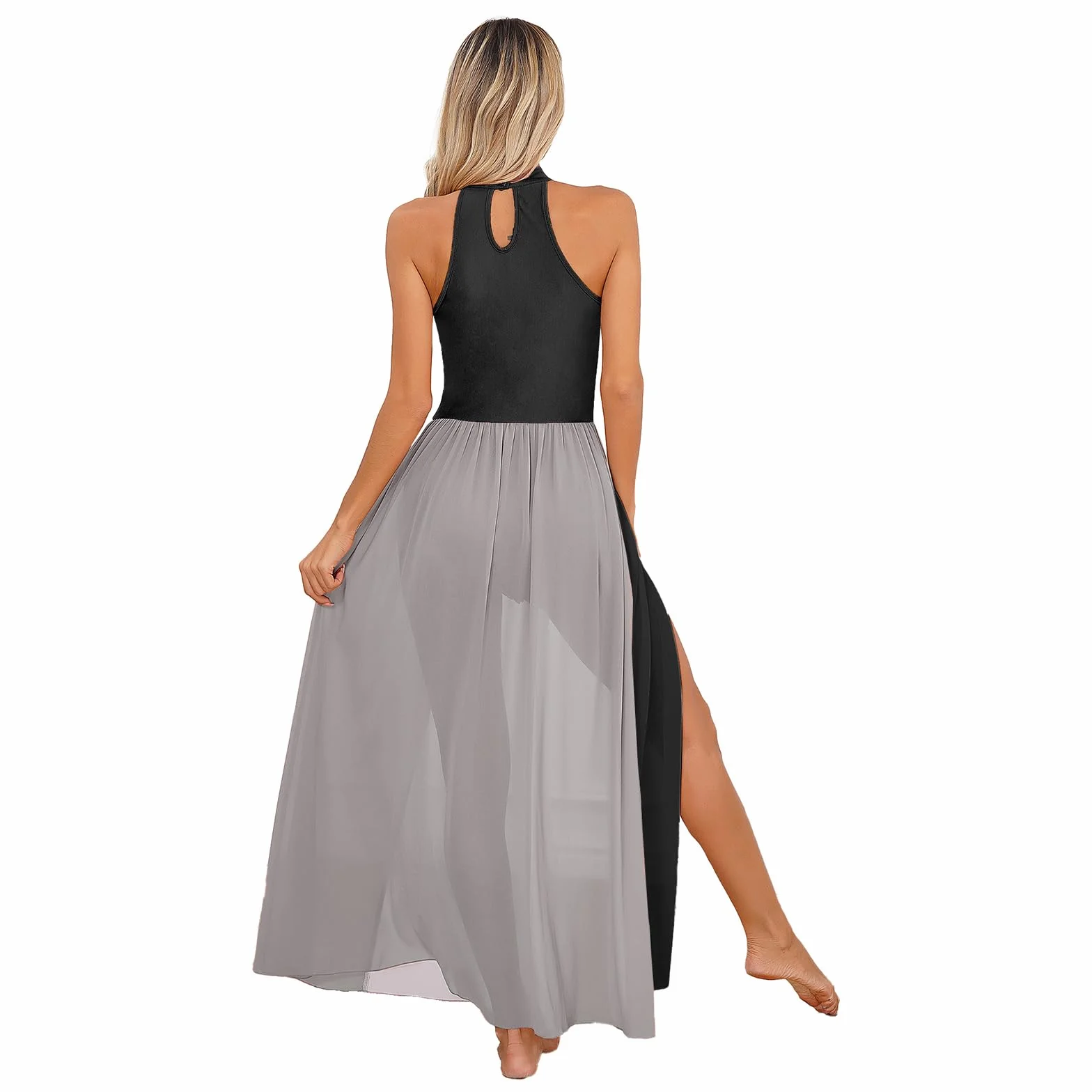Oyolan Damska Sukienka Taniec Bez rękawów Trykot Sukienka Taniec Współczesny Strój Taniec Salsa Rumba Latin Kostium Taniec XS-XL