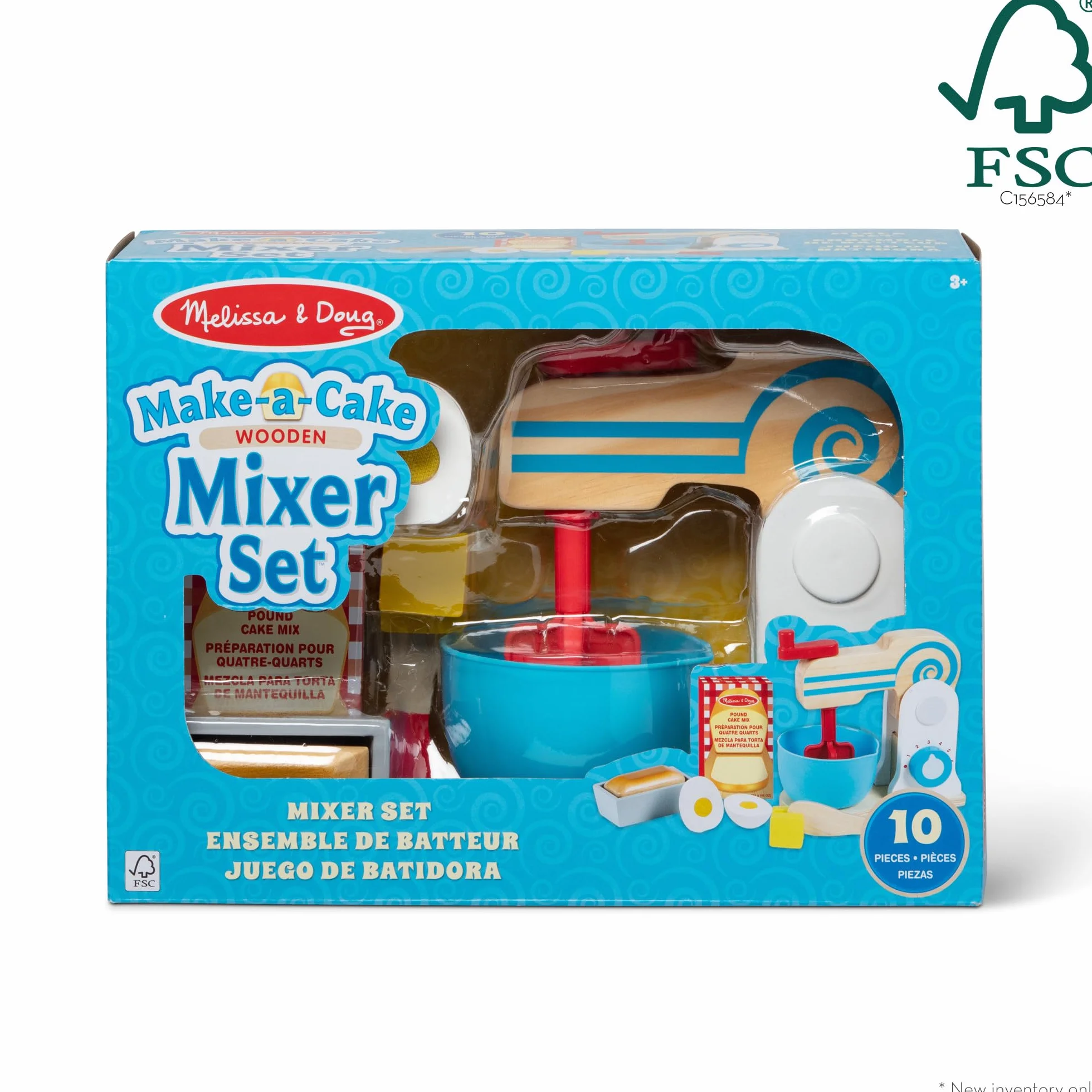 Melissa & Doug Drewniany Zestaw Mikserów do robienia ciasta 3+ Udawanie Zabawy Zabawka do odgrywania Ról