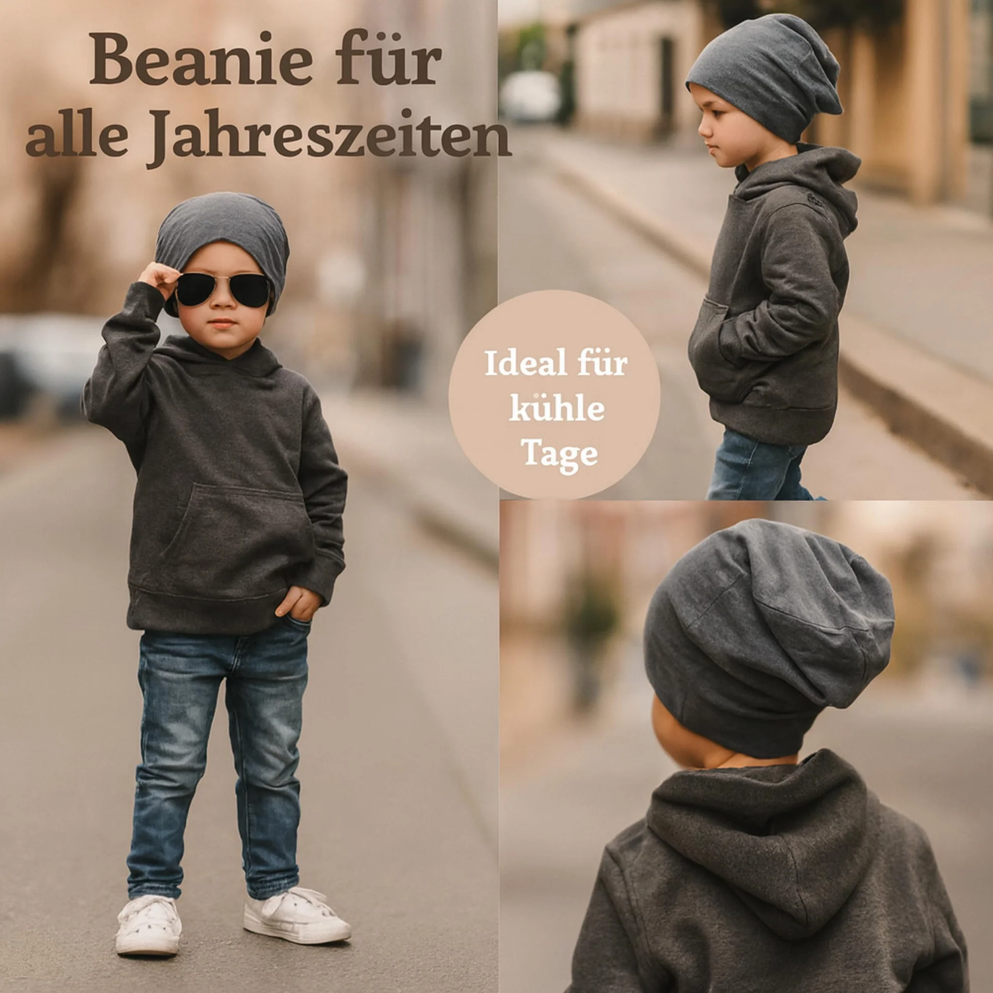 Dziecięca czapka typu beanie Miobo, bawełniana, jednokolorowa