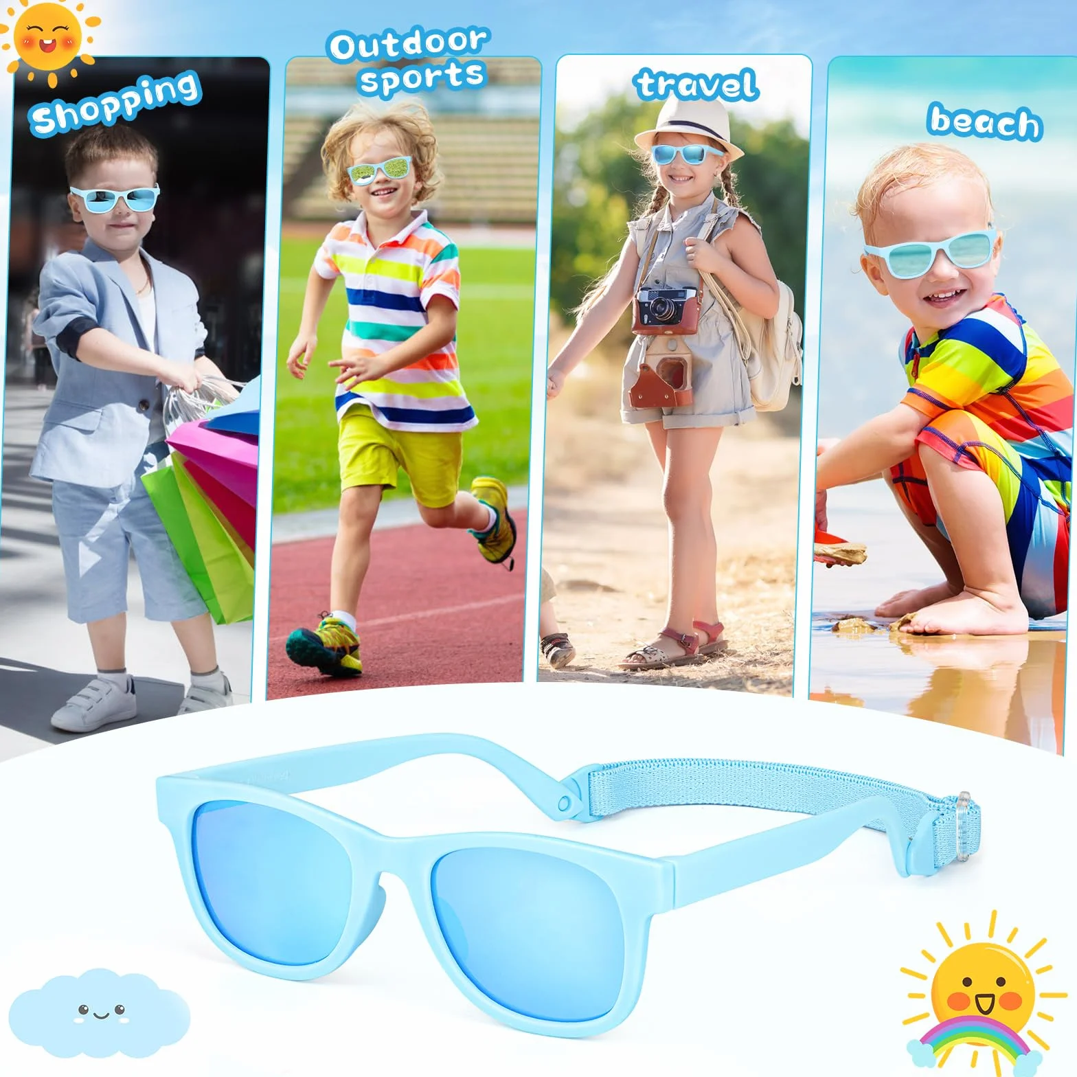 Hifot Okulary przeciwsłoneczne dla dzieci dla chłopców i dziewczynek, ochrona UV400, polaryzacyjne okulary przeciwsłoneczne dla niemowląt, elastyczne okulary przeciwsłoneczne dla dzieci w wieku 2-7