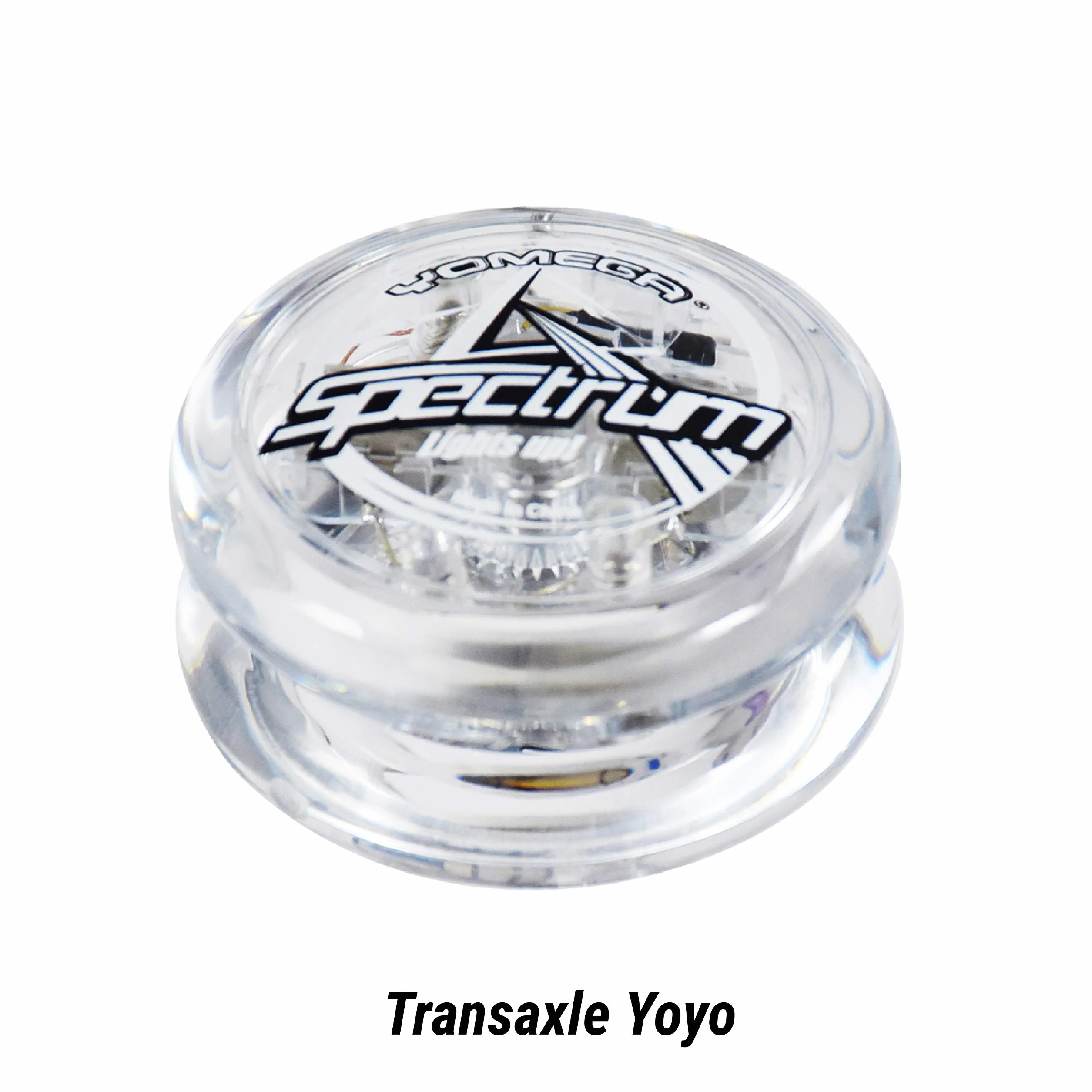 Yomega Spectrum – Świecąca kula ognia Transaxle YoYo ze światłami LED dla średniozaawansowanego, zaawansowanego i Pro Level Trick Play + dodatkowe 2 struny i 3-miesięczna (przezroczysta)