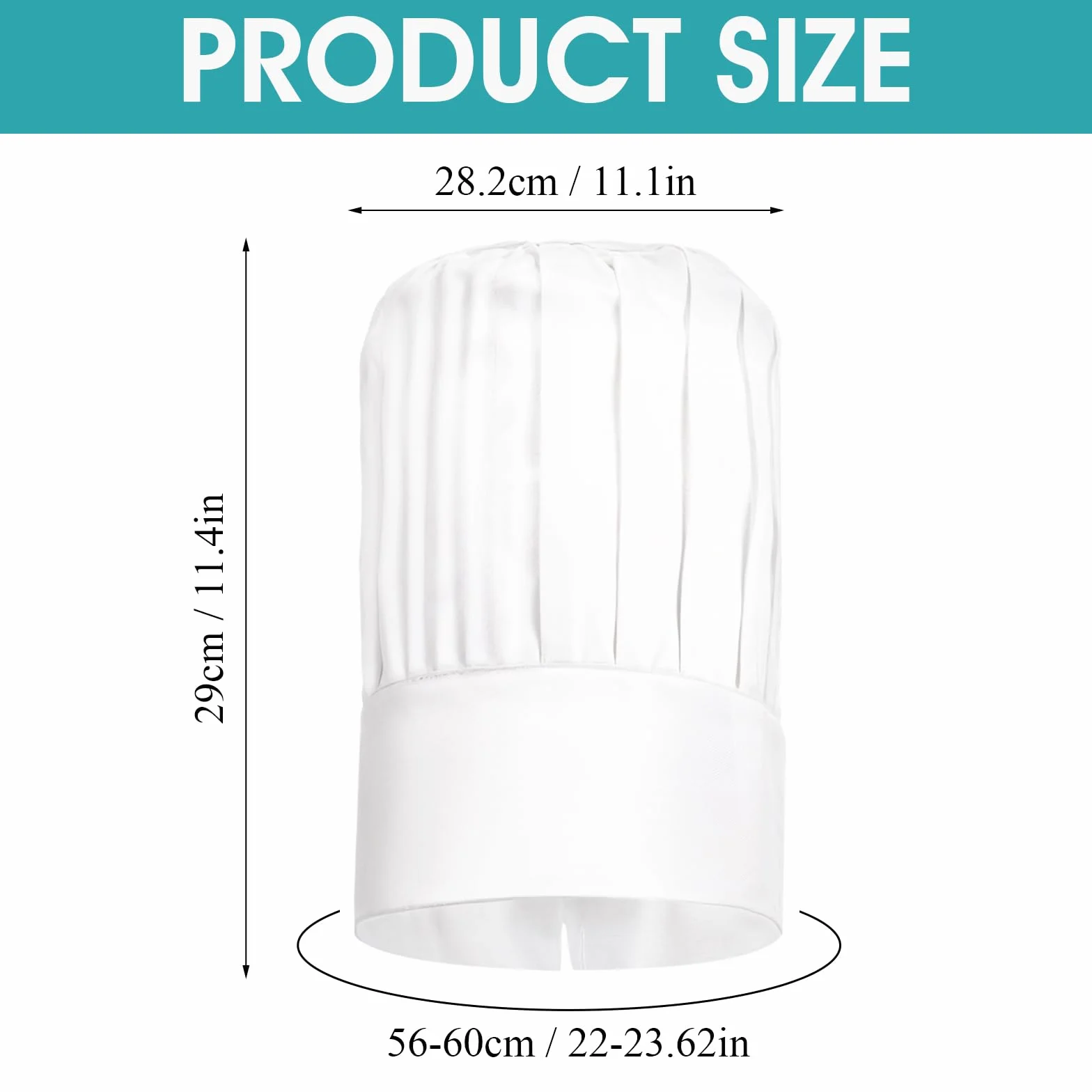 Czapka kucharska biała 29 cm unisex – regulowana z bawełny z siatką na włosy dla profesjonalistów