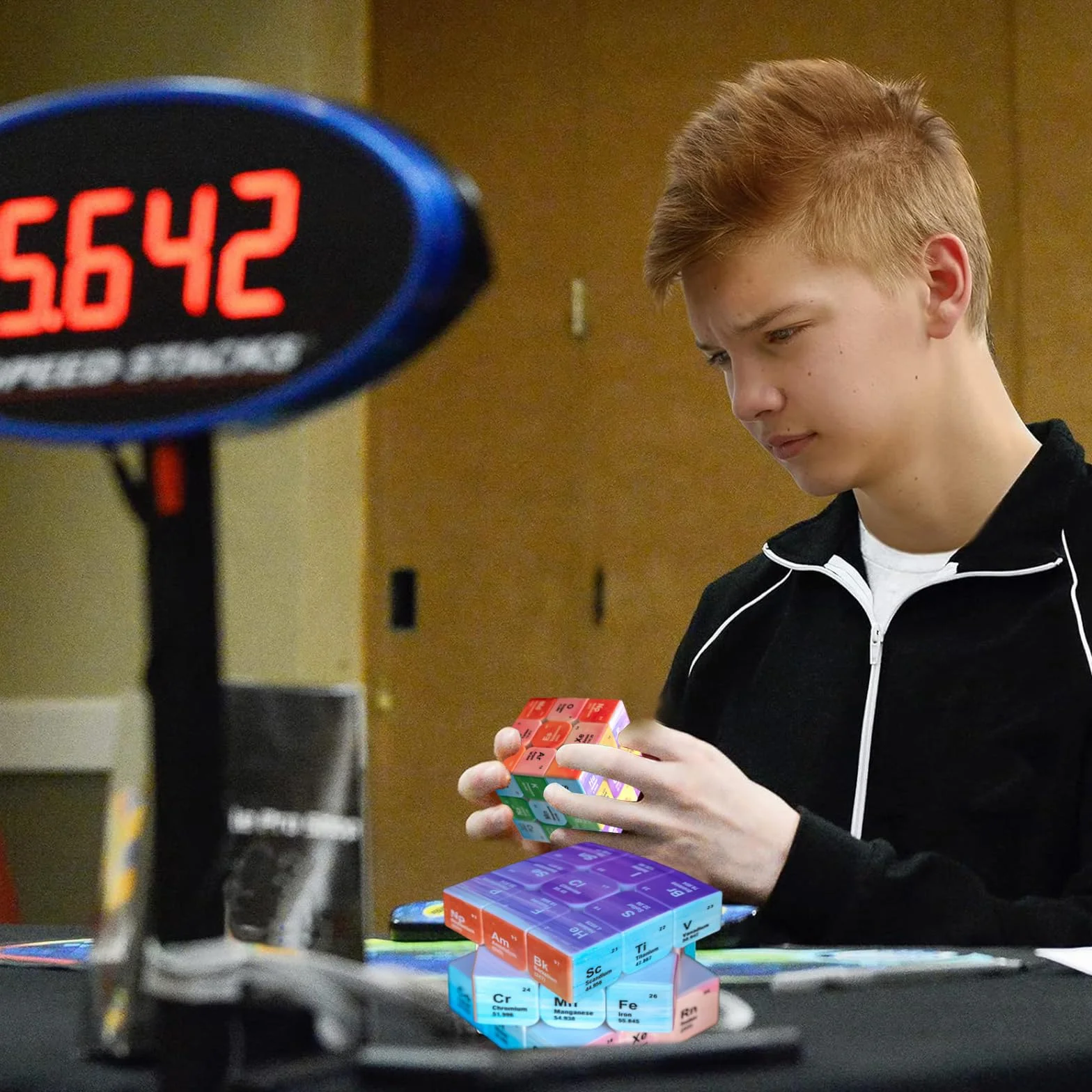 Speed Cube Kostka Rubika 3x3 Magiczna kostka z prędkością układu okresowego kostki 3x3 bez klejonych kostek zabawka puzzle szybkie i gładkie puzzle, magiczne kostki dla dzieci, dla dorosłych