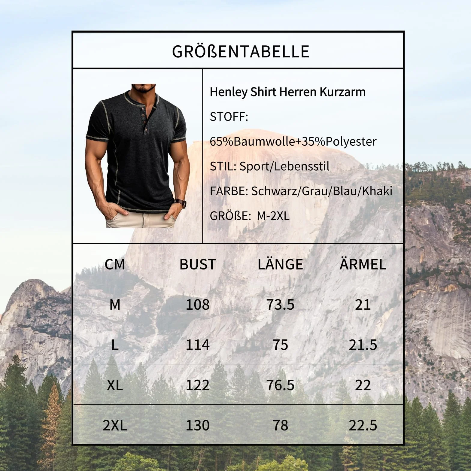 Męska koszulka z długim rękawem Długa bawełniana koszulka Henley z golfem Codzienna koszulka M-2XL