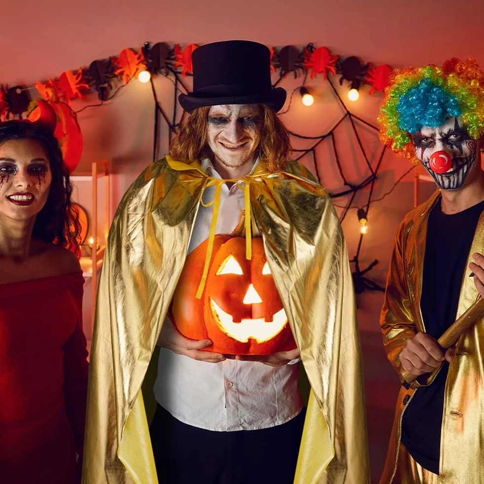 Aomig Peleryna z kapturem dla dorosłych, długa peleryna z kapturem, akcesoria dla czarownic, tajemniczy dodatek cosplay, bajkowy magik, kostium na Halloween, 150 cm, materiał do stemplowania