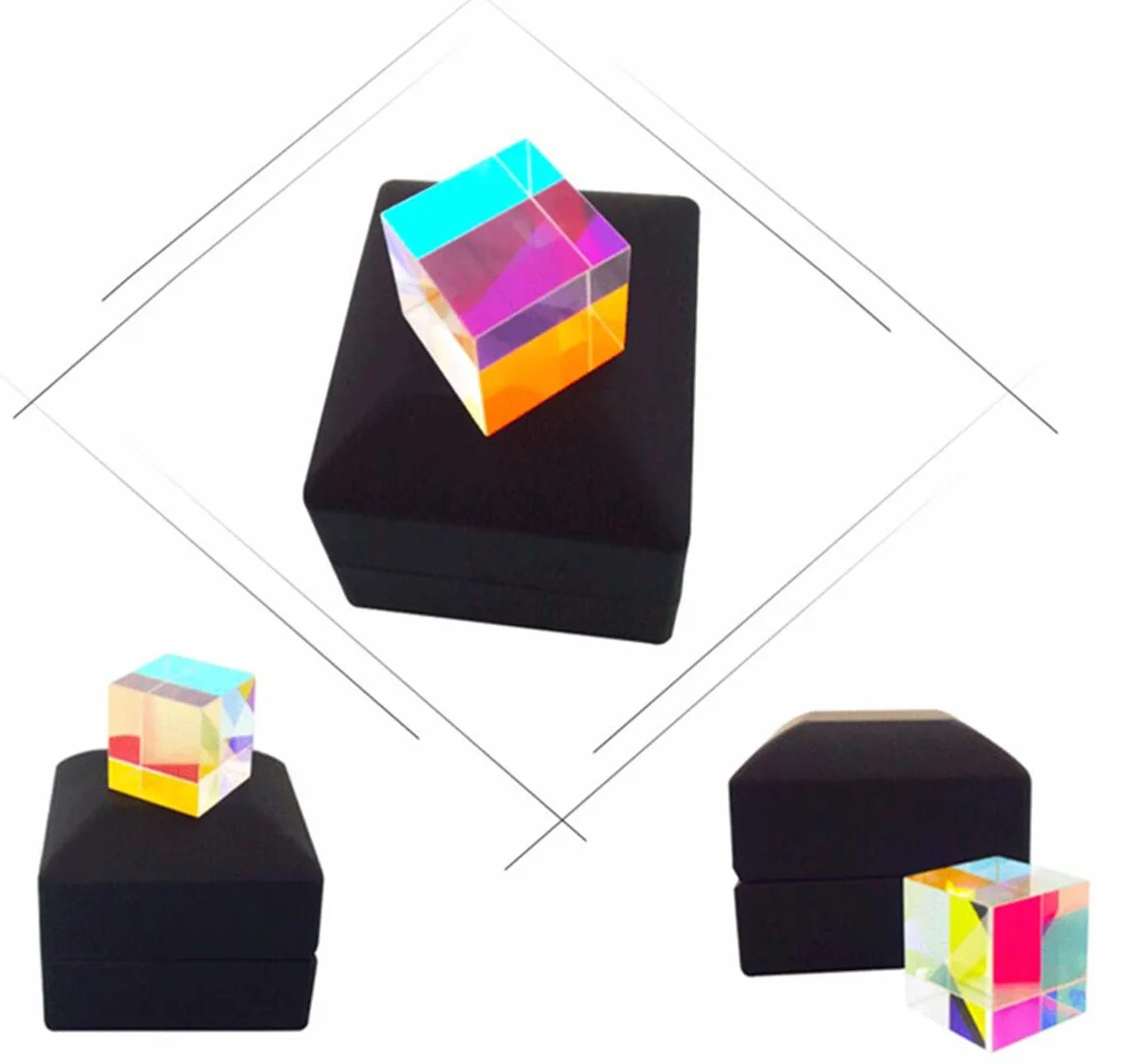 XIAOTENG 2,3 cm kostka pryzmat ze szkła optycznego, pryzmat dichroiczny RGB, eksperyment optyczny, popularna nauka dla dzieci, do nauki i dekorowania kreatywnych prezentów, z pudełkiem do przechowywania