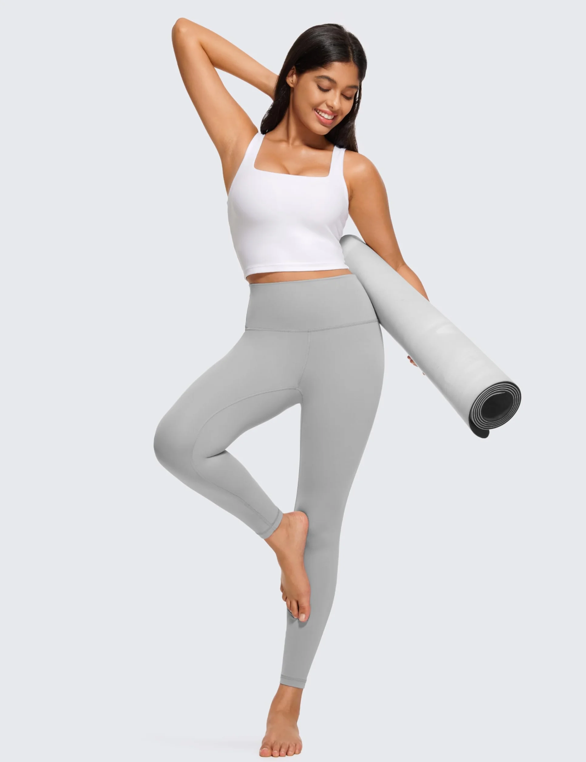 CRZ YOGA Damski biustonosz sportowy Butterluxe Square Neck Wyściełany bezprzewodowy top na siłownię Koszulki treningowe Camisole z wbudowanym biustonoszem