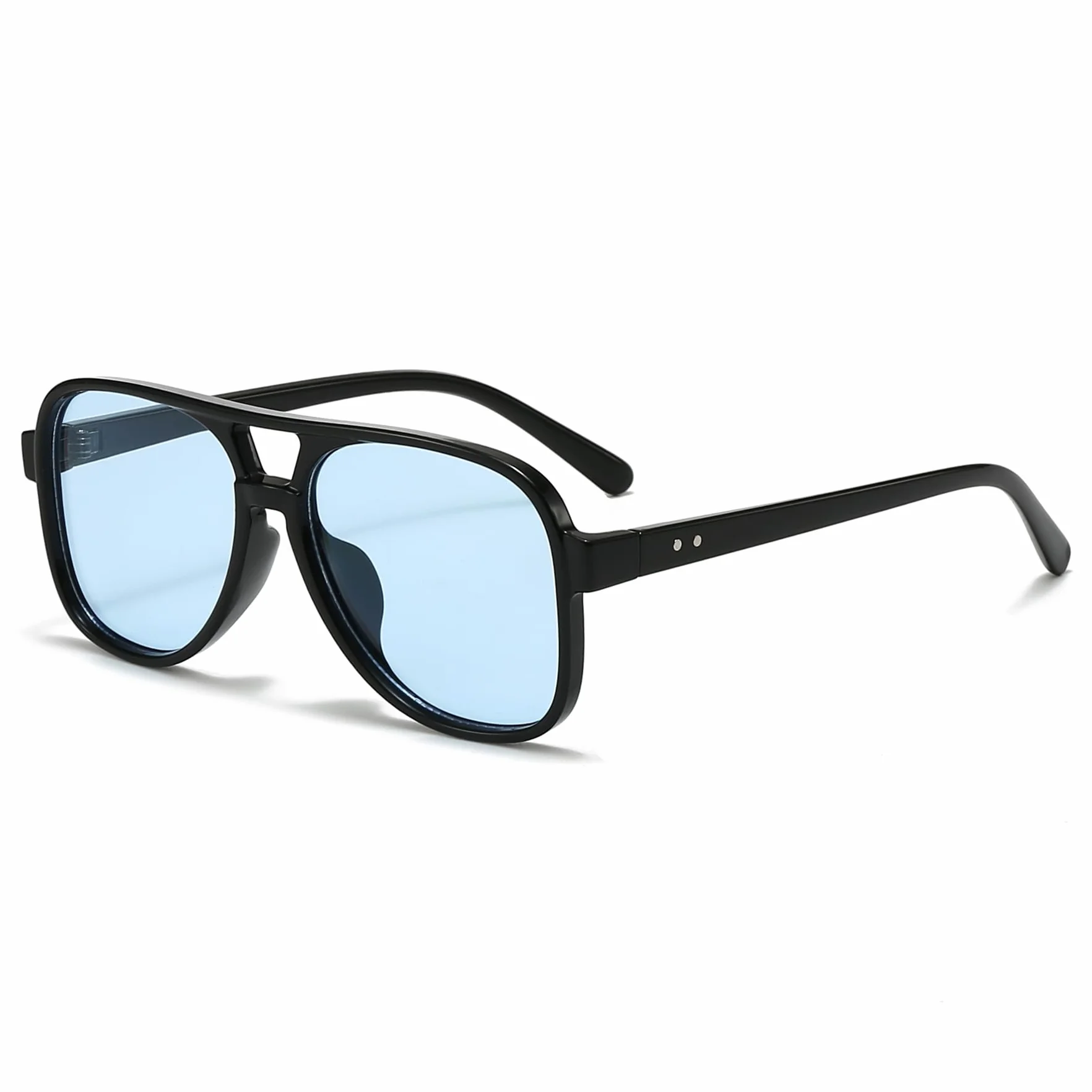 Long Keeper Okulary przeciwsłoneczne Pilot Okulary Przeciwsłoneczne 70 Vintage Oversize Okulary Pilot Podwójne Mostki Retro Jazdy Ochrona UV400 dla kobiet mężczyzn