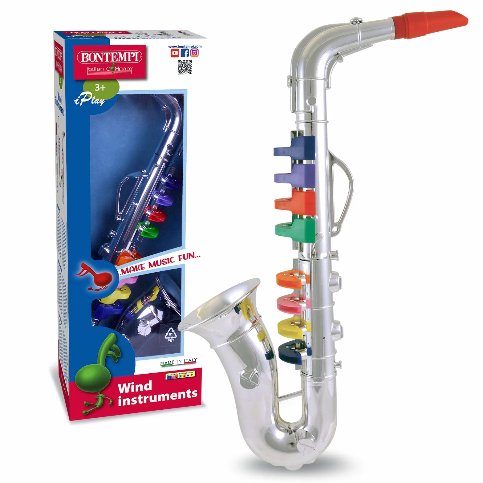 Bontempi | ChromaticGrandSax - Duży chromowany saksofon z 8 nutami, aby zbliżyć się do jazzu ze stylem