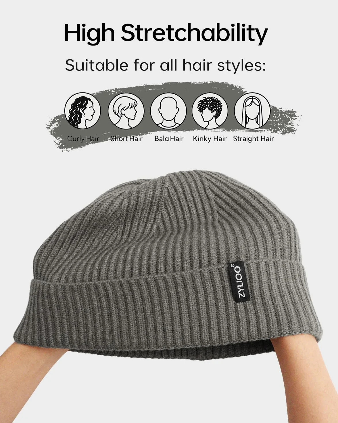 Zylioo XS/S/M/XL/XXL/3XL czapka z dzianiny na dużą głowę, czapka zimowa beanie z daszkiem, bardzo duża, zimowa, ciepła dzianinowa czapka do zegarka