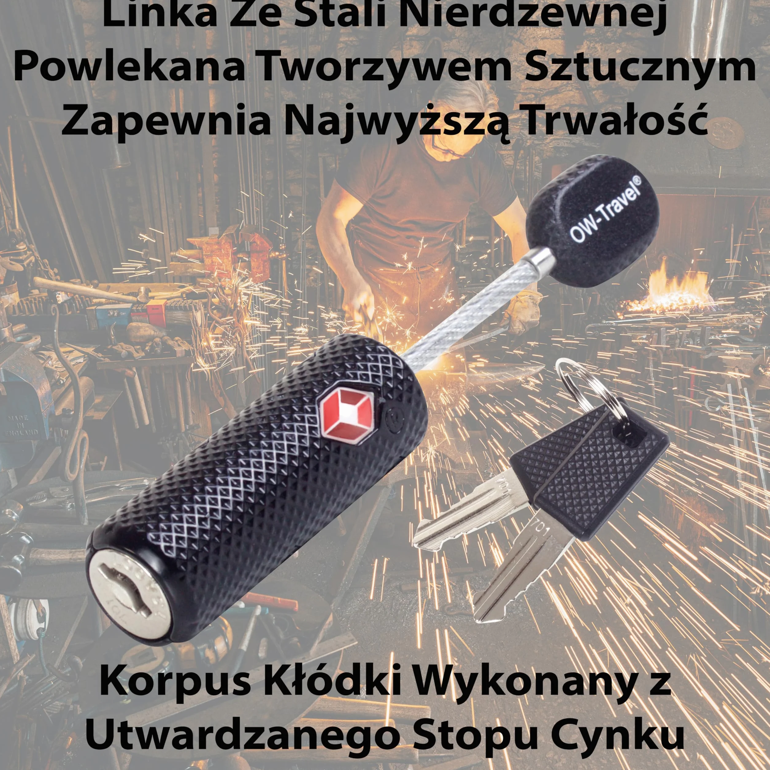 Zatwierdzone przez TSA zamki bagażowe Zamki do walizek OW-Travel Kłódka kablowa z kluczami wykonanymi z wytrzymałego stopu cynku na walizkę, zamek błyskawiczny, bagaż, torbę, walizkę, plecak, szafkę na siłownię, skrzynkę narzędziową