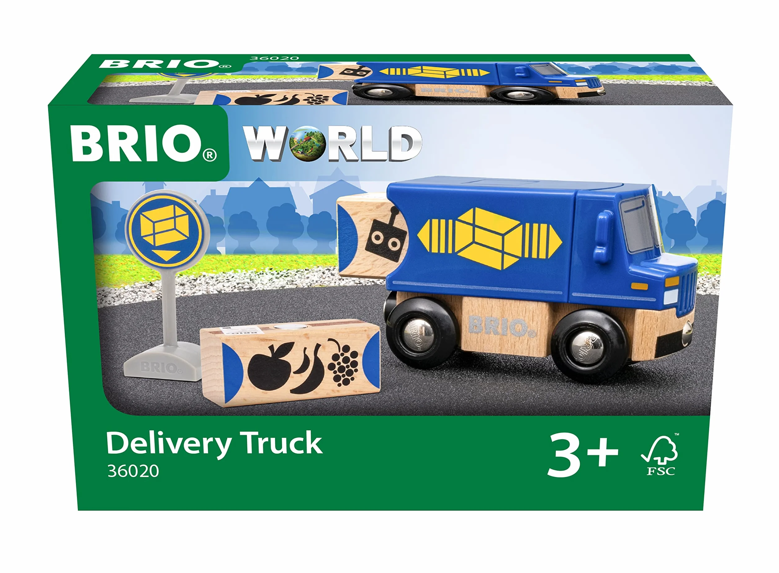 BRIO World 36020 Zustell-Fahrzeug - Blauer Liefer-LKW mit zwei magnetischen Holzcontainern - Empfohlen für Kinder ab 3 Jahren und kompatibel mit den Schienen der BRIO World