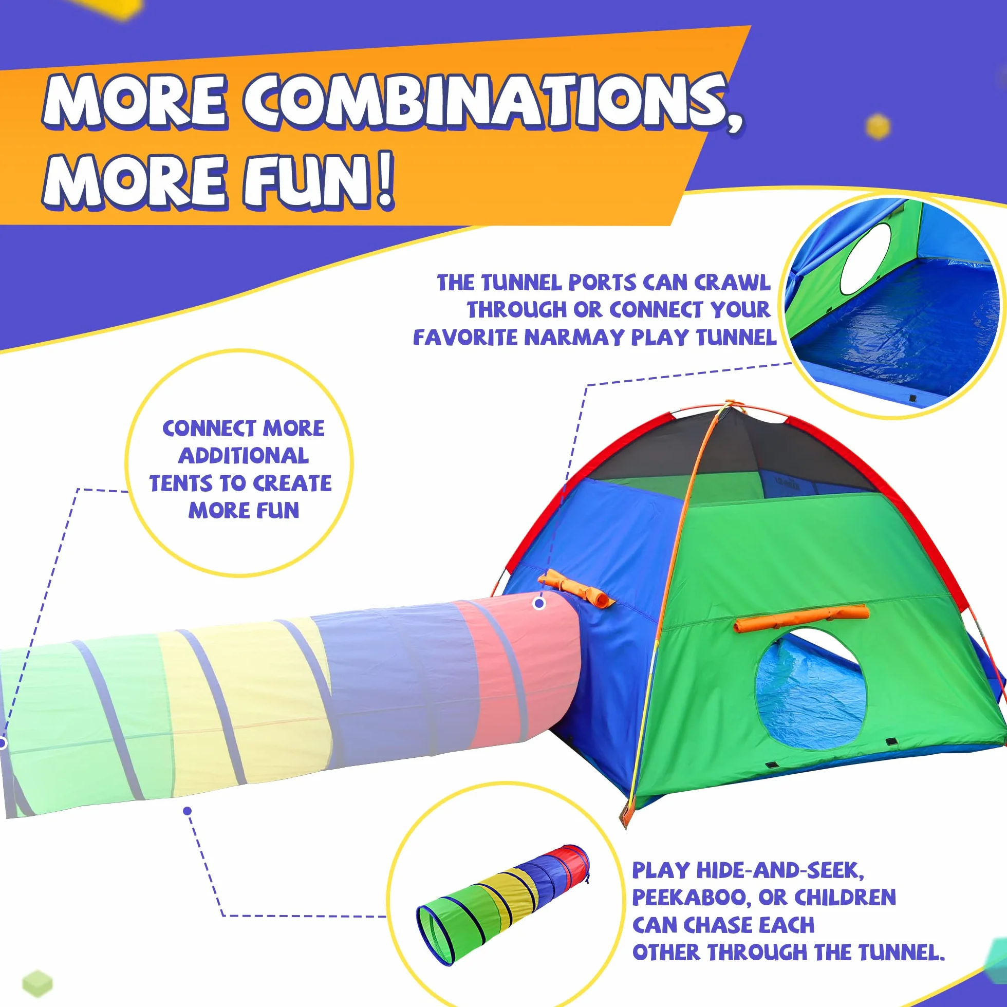 NARMAY® Namiot do zabawy Easy Fun namiot kopułowy dla dzieci do wewnątrz / na zewnątrz - 152 x 152 x 111 cm