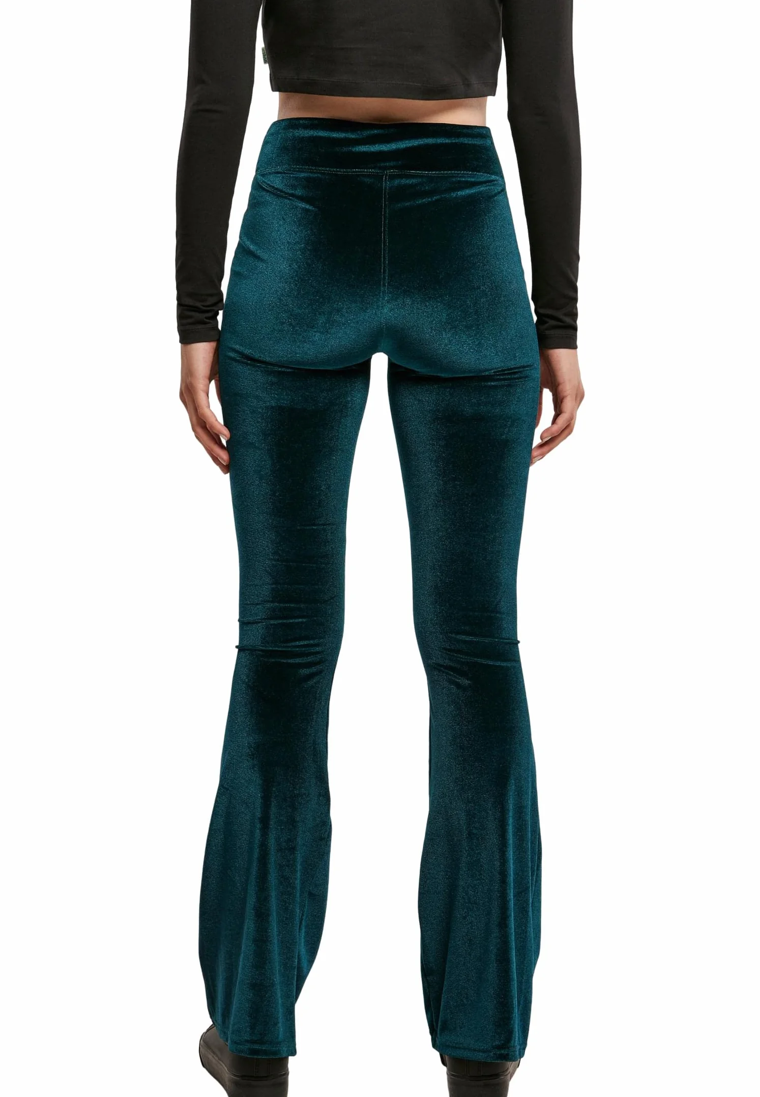 Urban Classics Damskie Legginsy Z Wysokim Stanem Velvet Boot Cut - Leginsy Kobiety