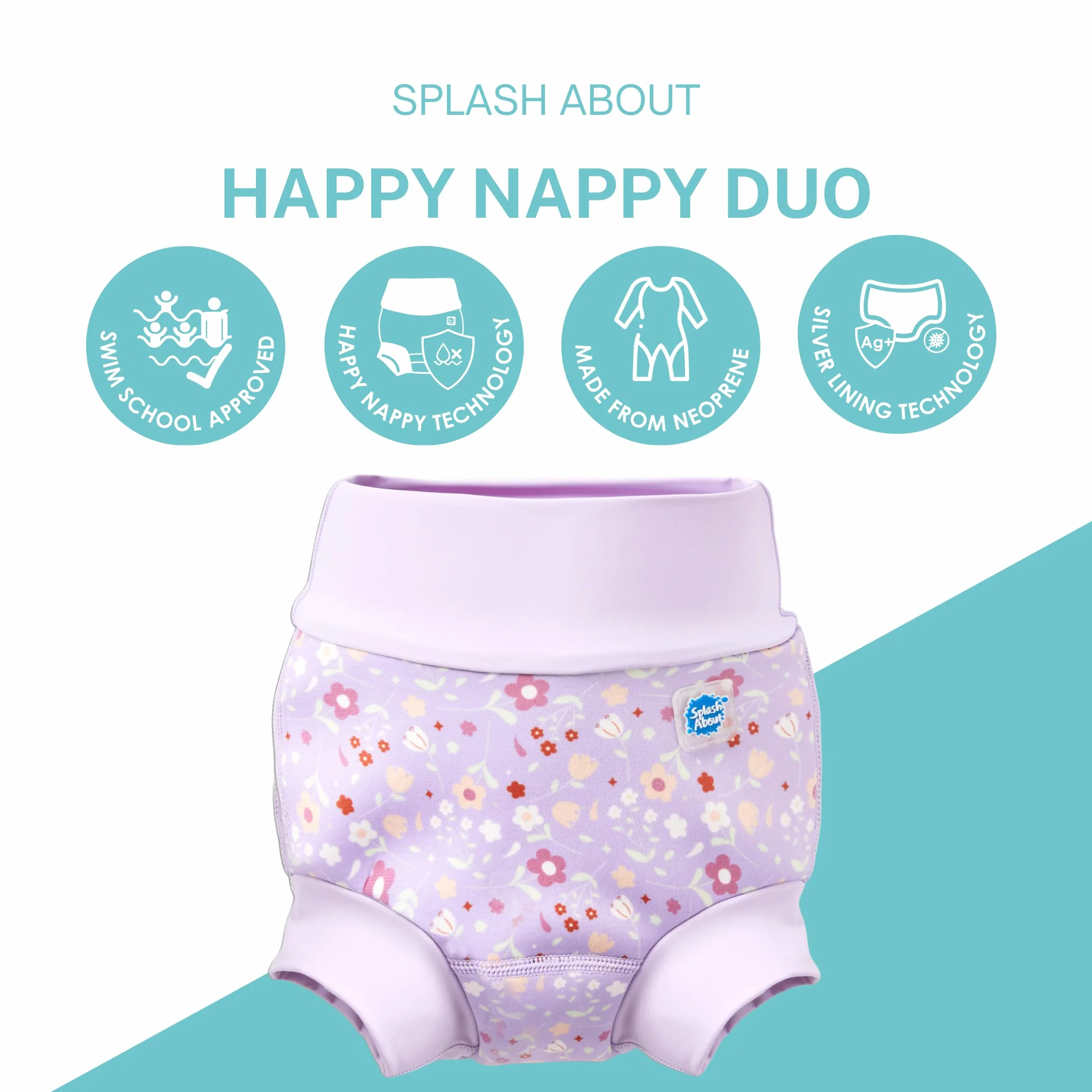 Splash About Happy Nappy Duo, Lilac Spring, 6-12 miesięcy, Liliowa wiosna, 6-12 miesi?cy