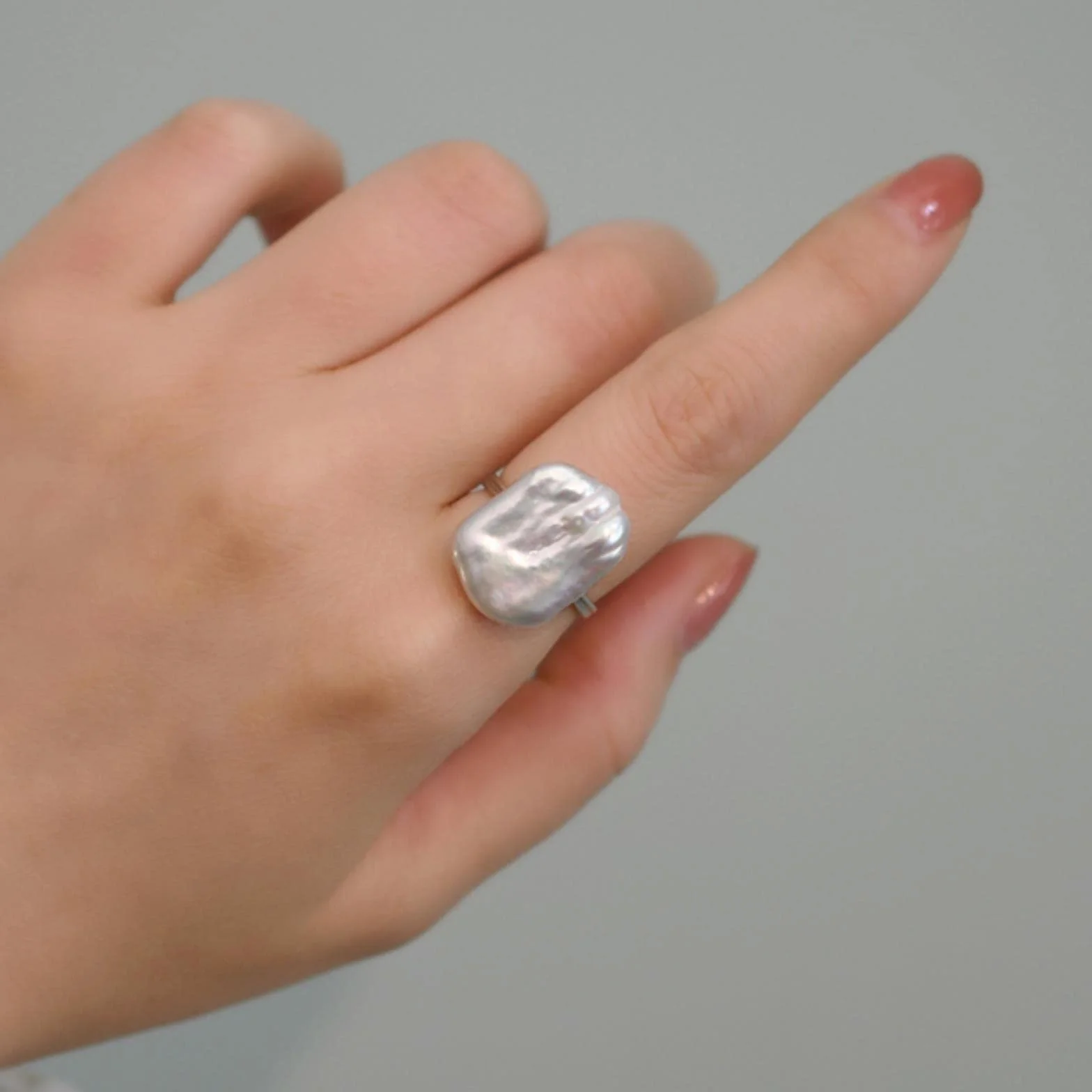 Fioletowa Naturalna Barokowa Perła Słodkowodna 925 Sterling Silver Ring Biżuteria Dla Kobiet Prezenty
