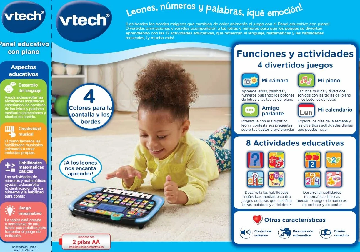 VTech 3480-551722 Panel Edukacyjny z tabletem fortepianowym dla dzieci Multi-App, interaktywne zabawki dla dzieci +2 lata, wersja ESP