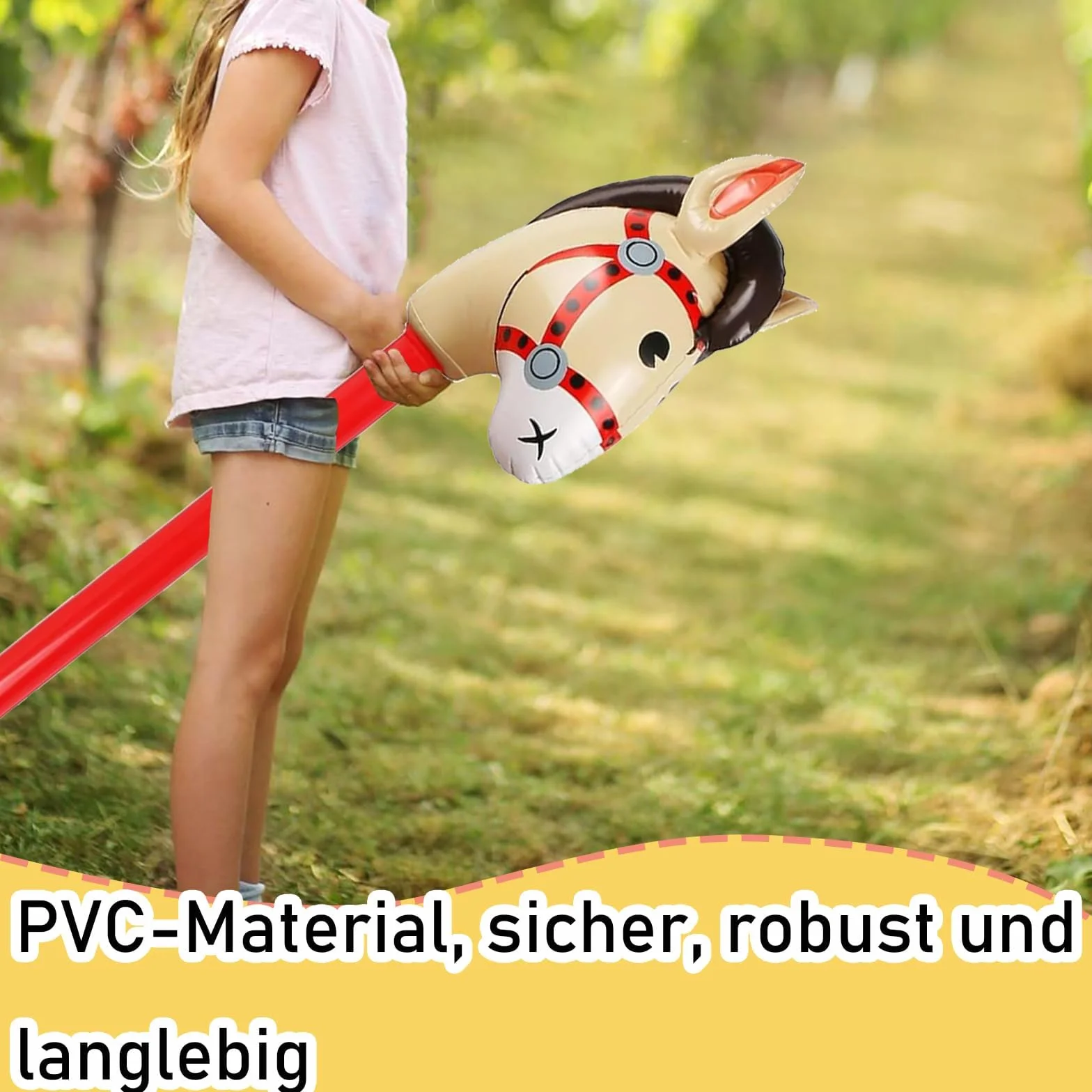 Nadmuchiwany koń, 2 sztuki, 80 cm, nadmuchiwany kijek do kucyka, do majsterkowania, hobby, dekoracja dla dzieci, kowbojska impreza tematyczna