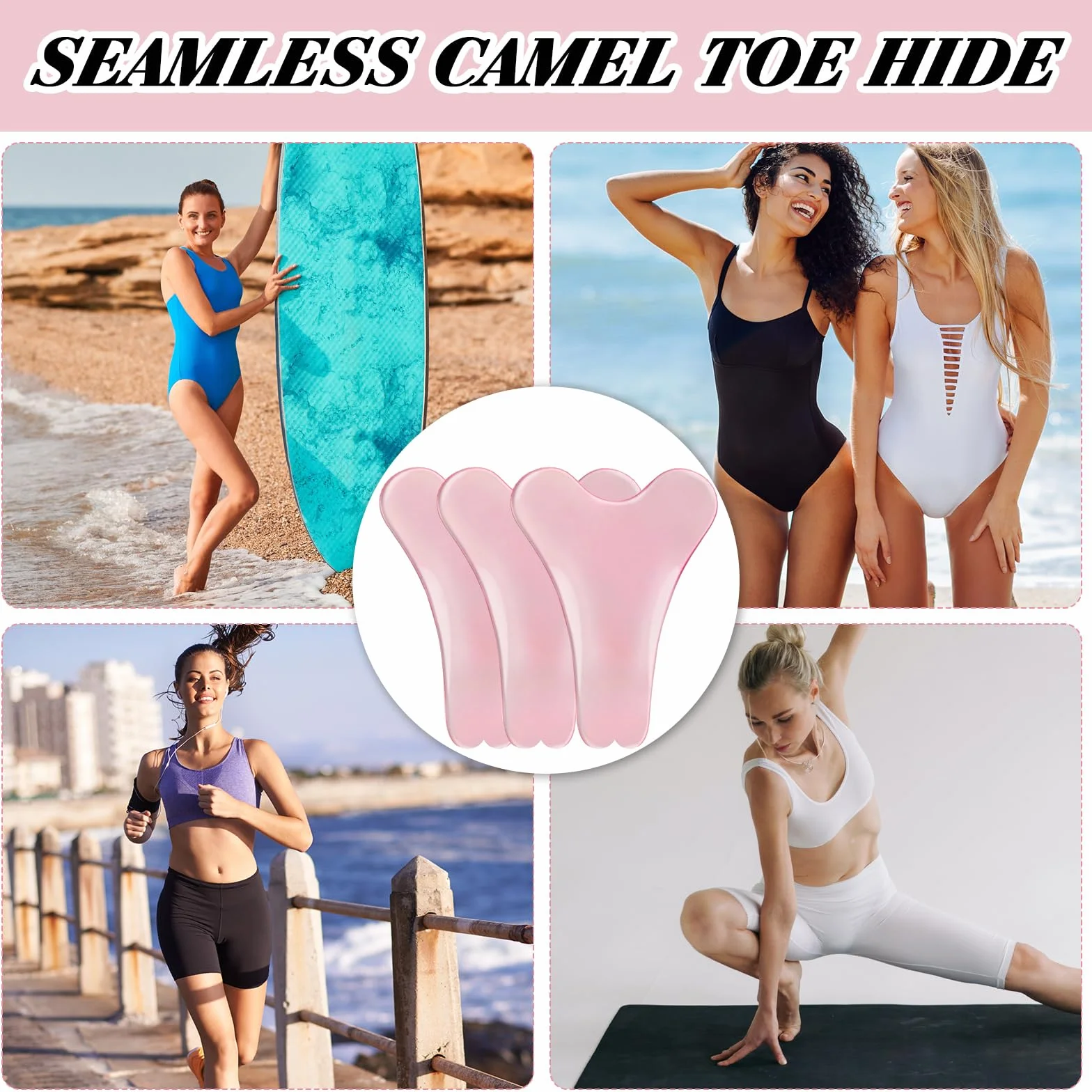 3-pak korektorów Camel Toe, wielokrotnego użytku, samoprzylepne wkładki Camel Toe, odpowiednie do damskich rajstop, strojów kąpielowych, wodoodpornych wkładek, strojów kąpielowych, spodni do jogi