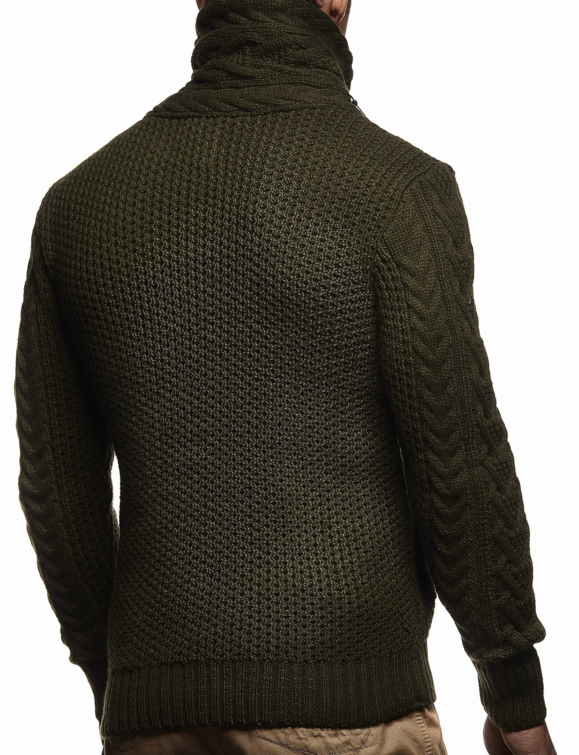 Leif Nelson LN5005N męska kurtka z dzianiny z kołnierzem szalowym, krój slim fit, zimowa kurtka rekreacyjna, na lato, nowoczesny męski sweter z kapturem