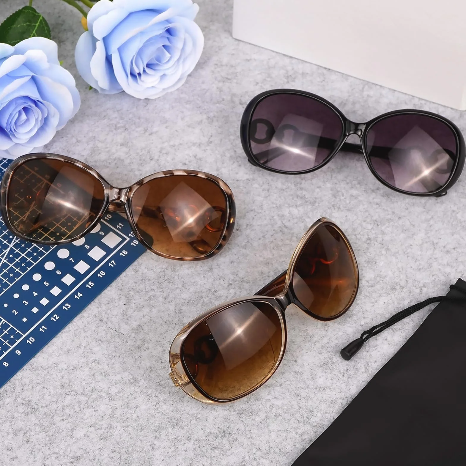 3 Pack Retro Okulary przeciwsłoneczne damskie Polaryzowane, Okulary przeciwsłoneczne damskie, Vintage Okulary przeciwsłoneczne Okrągłe Ochrona UV400 do podróży, sportów na świeżym powi