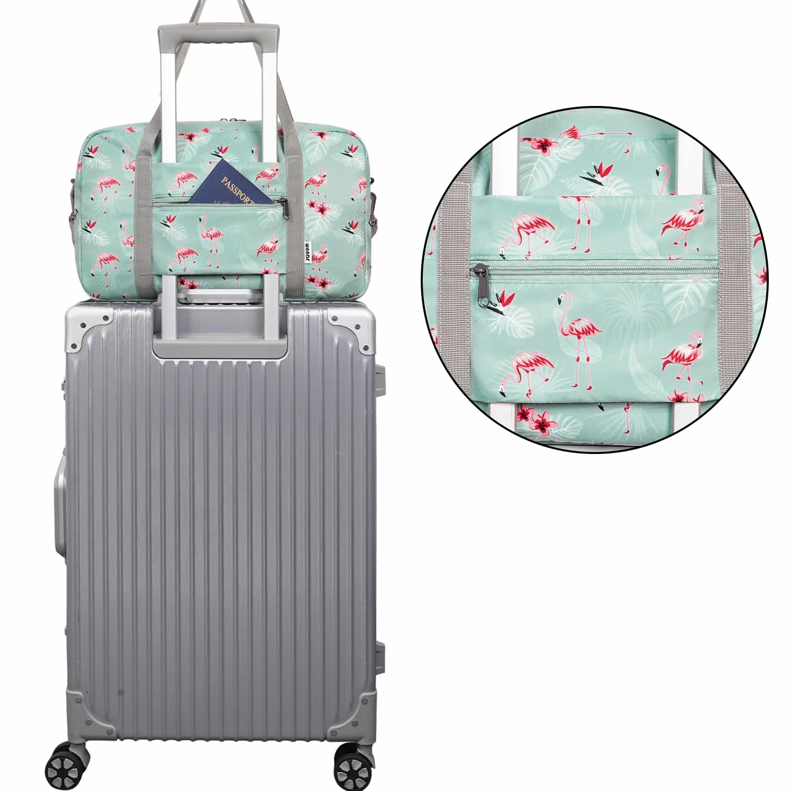 WANDF Ryanair bagaż podręczny 40x20x25 cm torba podróżna mała składana torba sportowa weekendowy bagaż podręczny dla mężczyzn i kobiet (niebieski flaming 20L z paskiem na ramię)