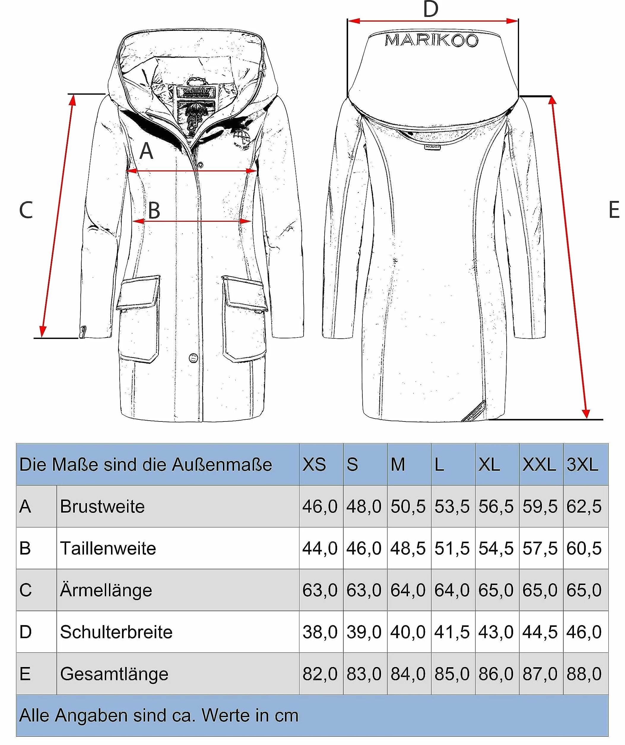 MARIKOO Mayleen damska kurtka przejściowa, płaszcz softshellowy, wodoszczelny, oddychający, z kapturem, XS-3XL