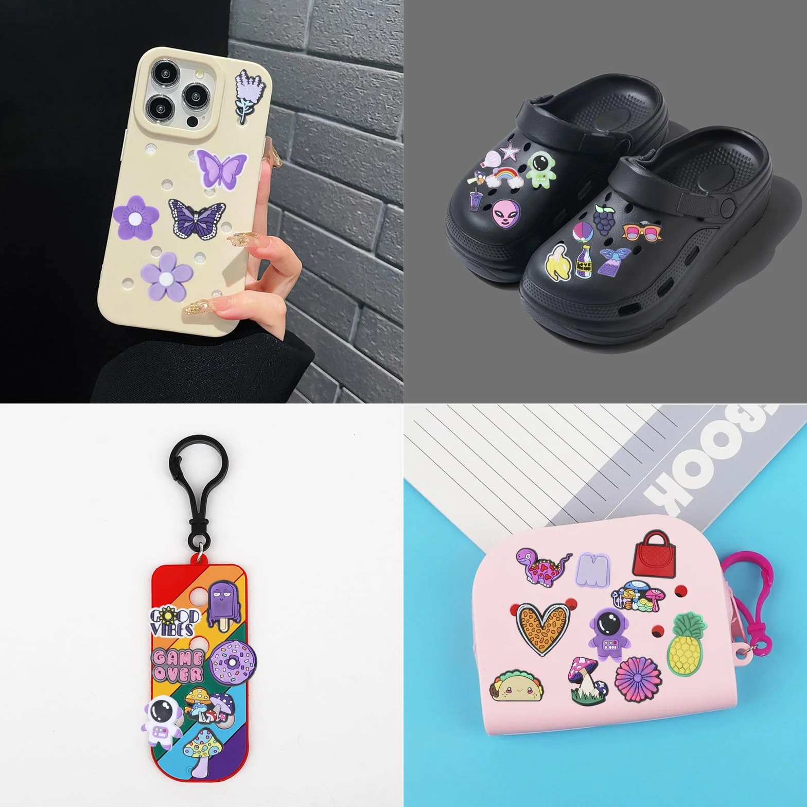 45 szt. zawieszek do butów Croc, kreskówkowe akcesoria do butów Crocs Charms, kosmos na chodaki Crocs, akcesoria, dziewczęta, kobiety, chłopcy, dorośli, prezenty na przyjęcie urodzinowe, Jeden