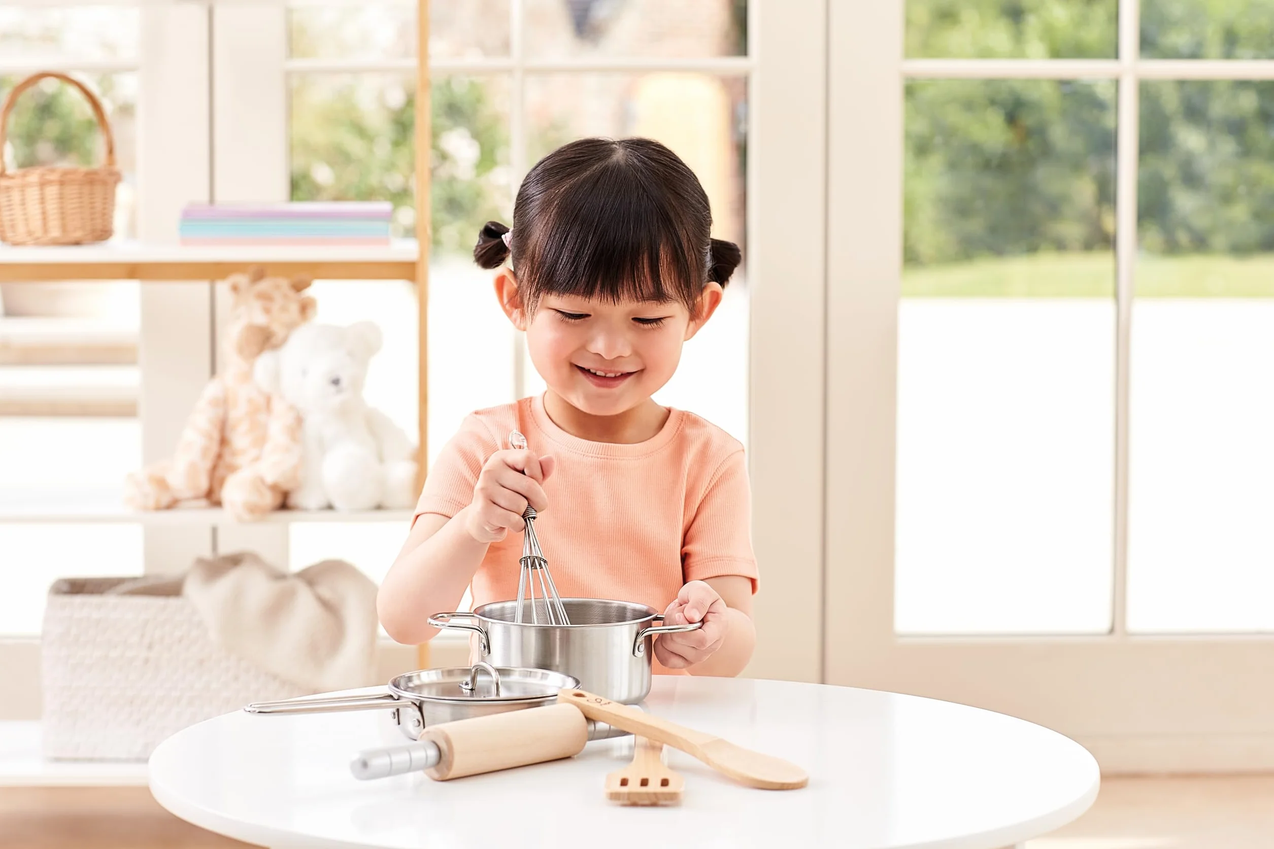 Hape E3137 Chef's Cooking Set - Child Safe Pots, Pans and Utensils - Wooden Kitchen Accessories