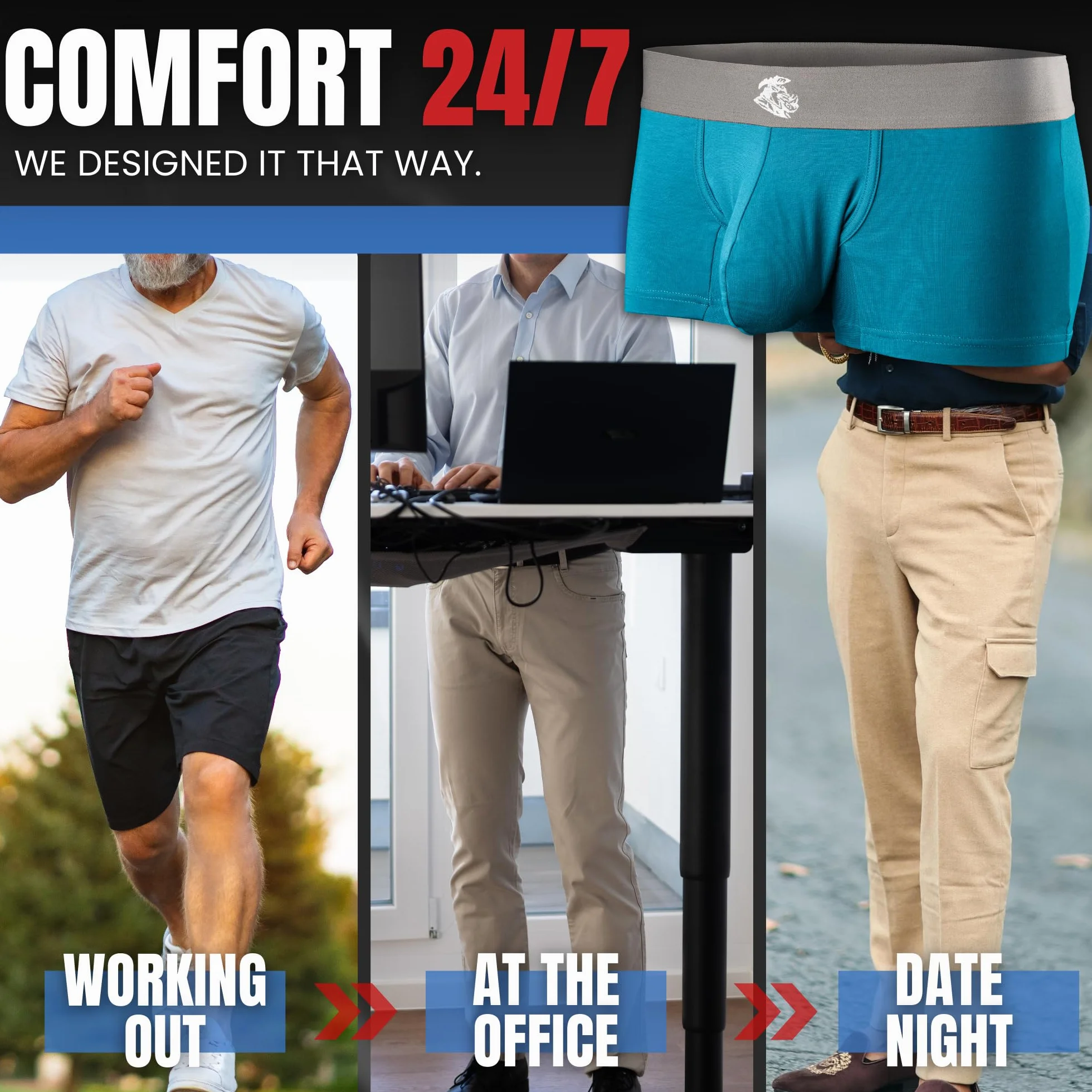 Real Men Bulge Enhancing Pouch Bielizna dla mężczyzn, zestaw 1, 3 i 6 sztuk, modalne bokserki ABCD