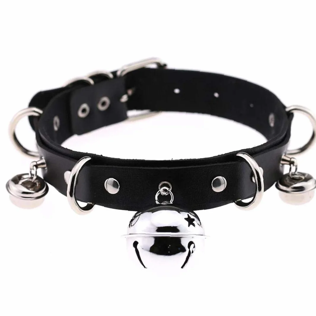 Lankater Skórzany gotycki punkowy choker seksowny gotycki naszyjnik z dzwoneczkami dla kobiet