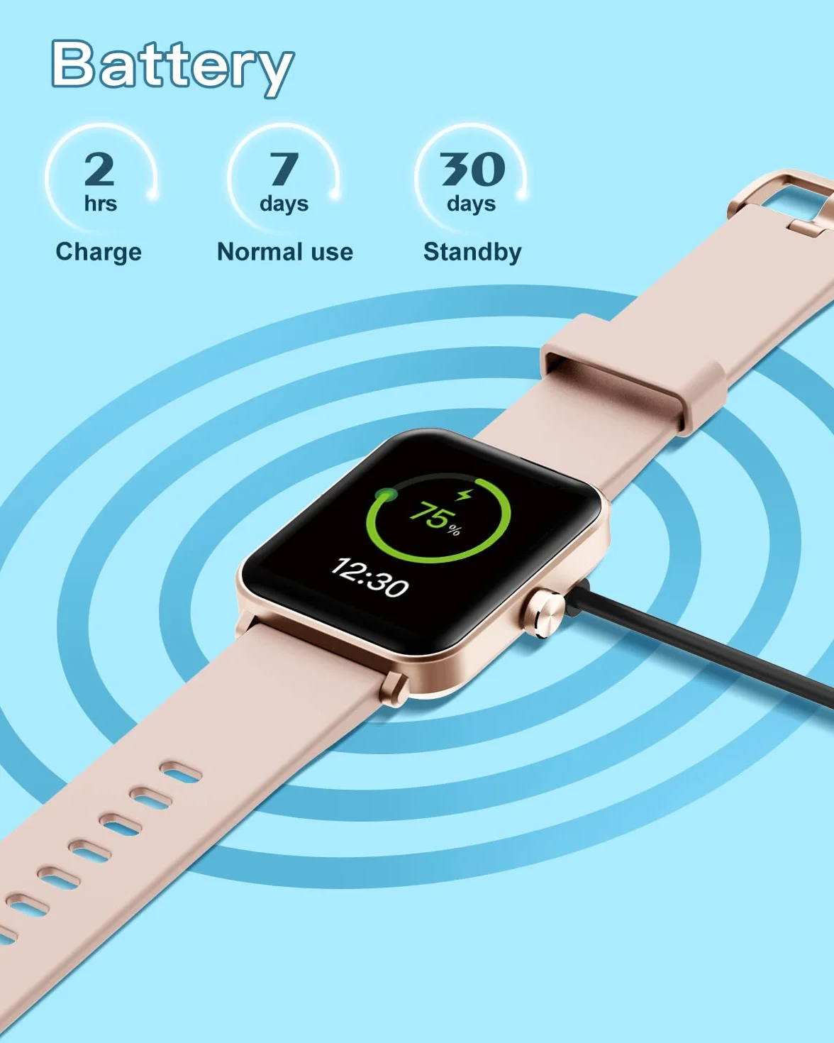 HUAKUA Smartwatch dla kobiet i mężczyzn, 1,69 cala, ekran dotykowy HD, zegarek fitness z monitorowaniem SpO2, pulsometrem, monitorem snu, krokomierzem, zegarkiem, wieloma trybami treningowymi dla