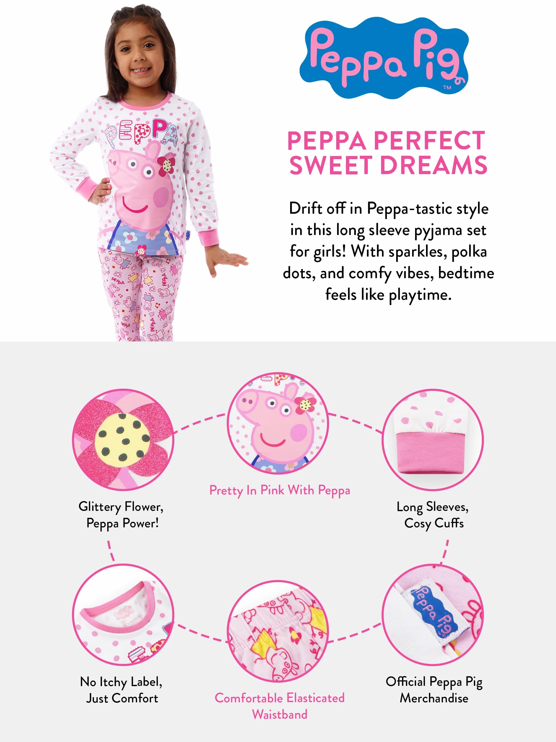 Peppa Pig Piżama, Dziewczęca Piżama Z Długim Rękawem, Dziecięca Piżam Peppa, Zestaw Piżam Dla Dziewczynek