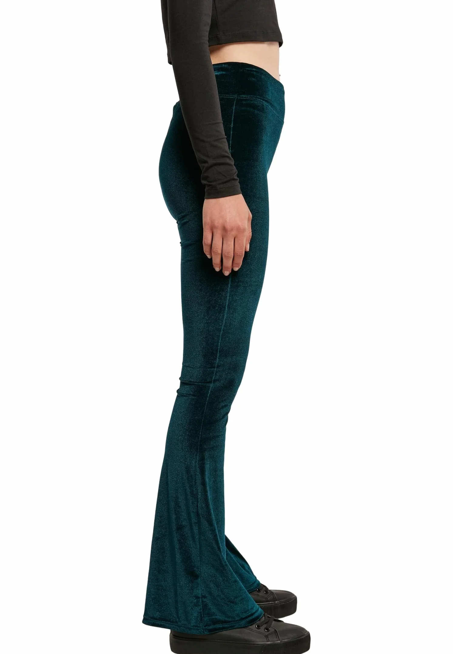 Urban Classics Damskie Legginsy Z Wysokim Stanem Velvet Boot Cut - Leginsy Kobiety