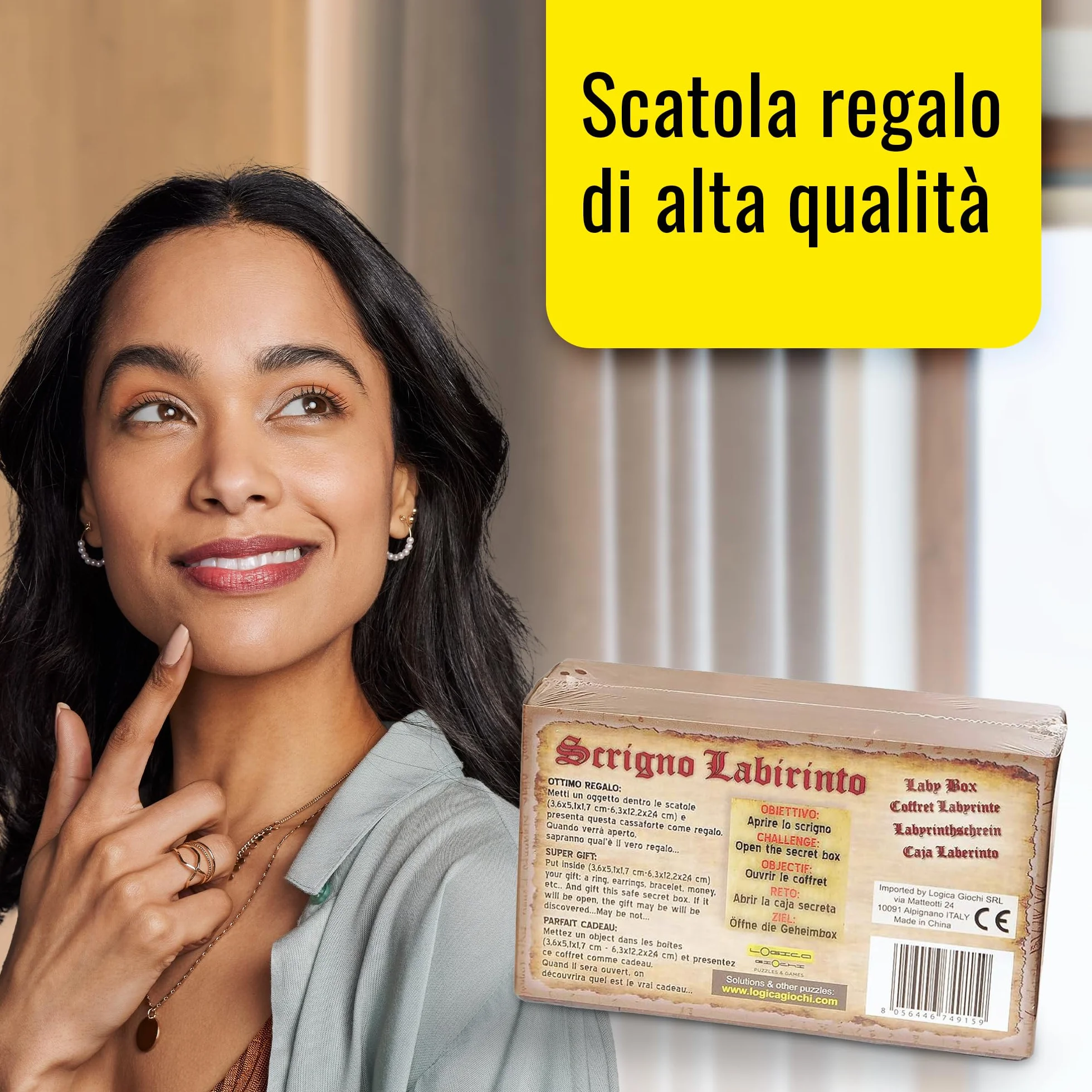Logica Puzzles Szkatułka Labiryntu Drewniane Pudełko Trudność 5/6 Kolekcja Leonardo da Vinci