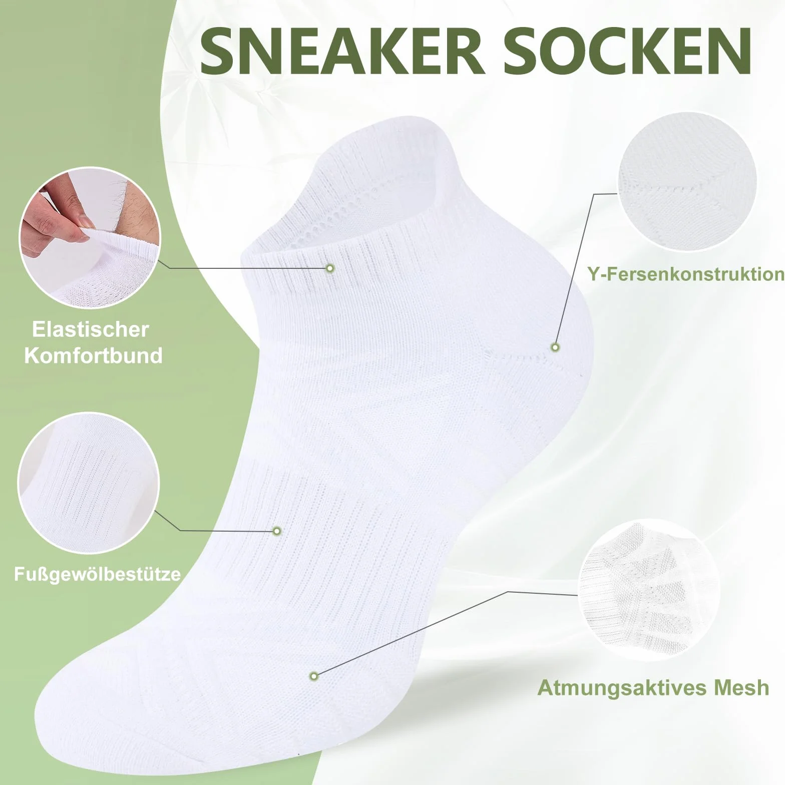 SockWaddles Skarpety Sneaker Damskie i Męskie z Bambusa i Bawełny, 6 Par Oddychające Skarpety Sportowe do Biegania, Krótkie Amortyzowane Skarpety, Stopki