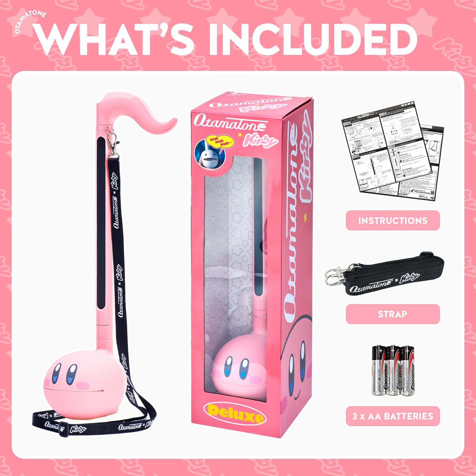 Otamatone Deluxe Kirby Japoński elektroniczny instrument muzyczny, przenośny, wrażliwy na dotyk, cyfrowy muzyczny syntezator, zabawa dla dzieci i dorosłych, na urodziny, świąteczne zabawki do grania
