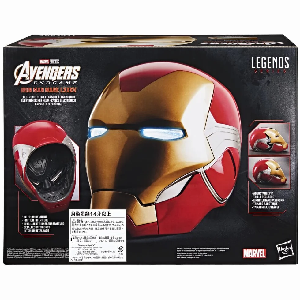 Avengers Marvel Legends Series Iron Man Premium elektroniczny kask z Light FX, Endgame sprzęt do odgrywania ról dla dorosłych, czerwony
