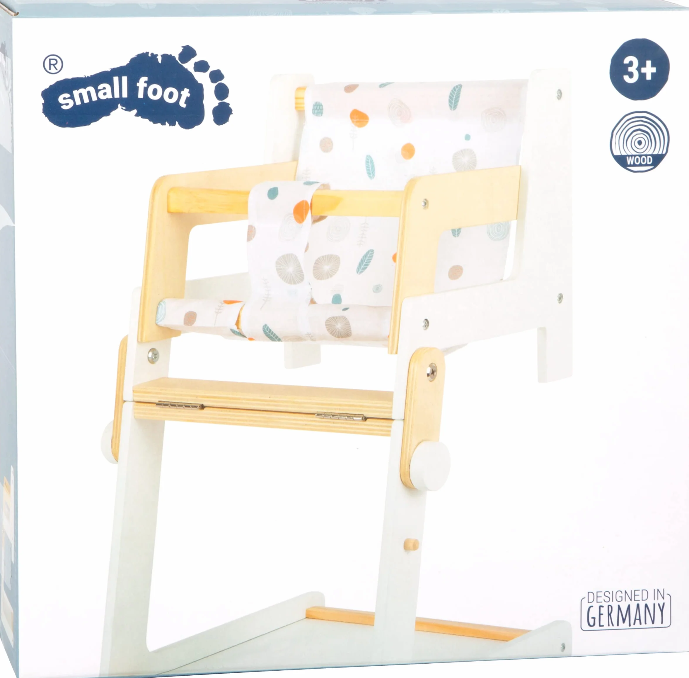 small foot 11814 lalka mały guzik, wielofunkcyjne krzesełko kombi dla dzieci w wieku od 3 lat, zabawki, biały, Klein