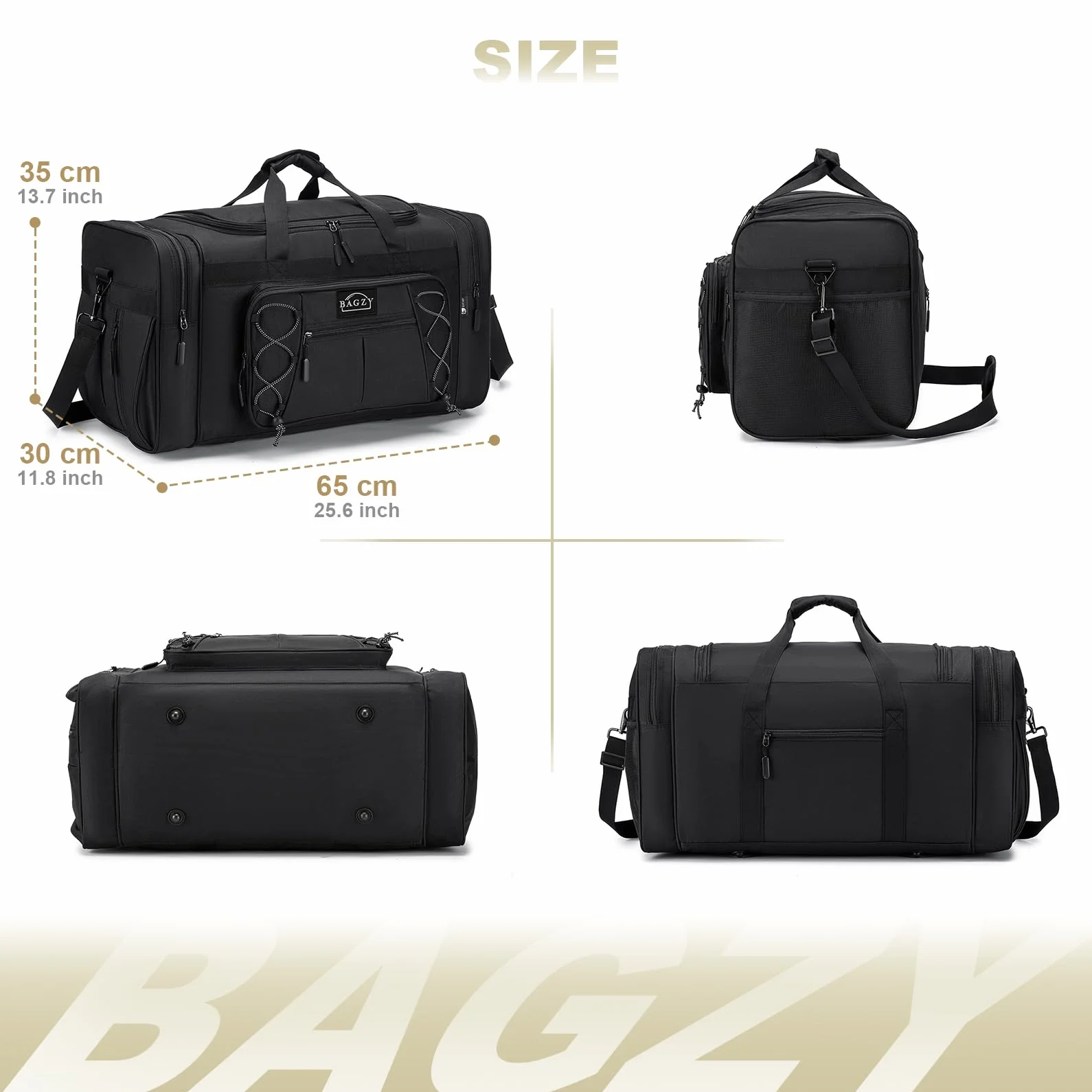 BAGZY Torba podróżna, 65 l, składana torba podróżna, sportowa torba na siłownię, torba weekendowa, torba na bagaż podręczny, bagaż podręczny, na noc, Żółto-niebieski (70 l), 65 x 30 x 35 cm Gris
