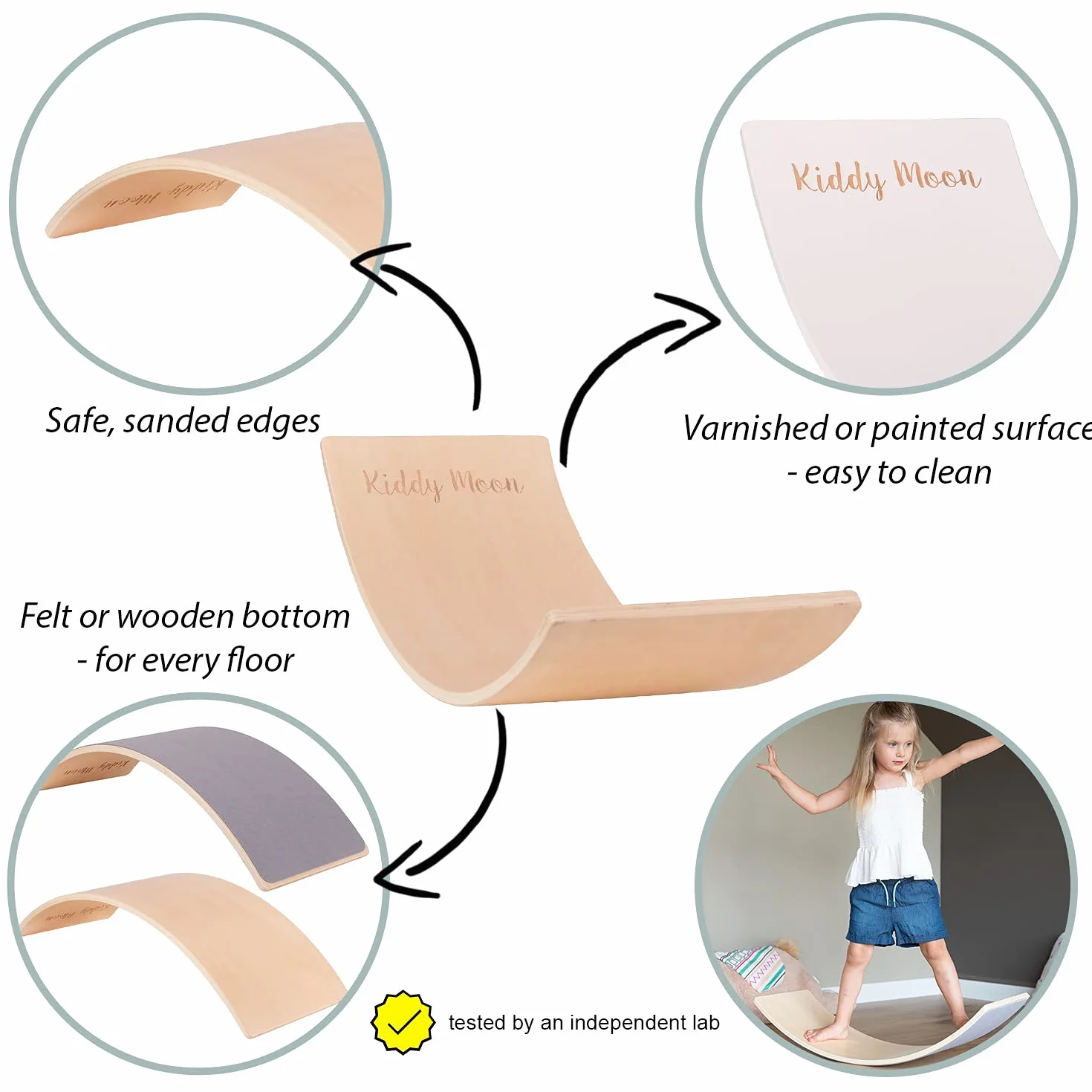 KiddyMoon Drewniana Deska Balansująca Dla Dzieci Zabawka Sportowa Balance Board