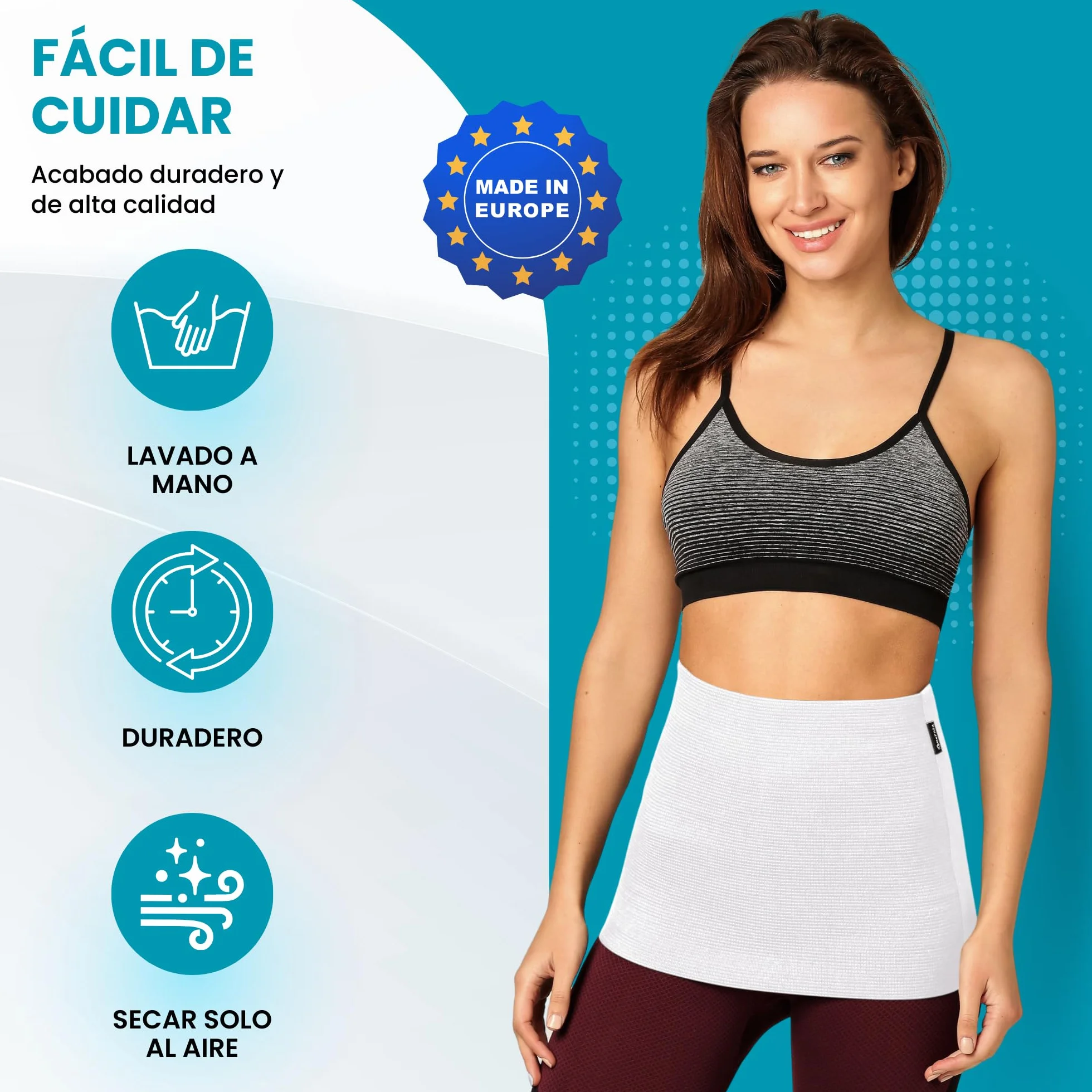 BeFit24 Pas Rozgrzewający z Wełny Angory, Merino i Bawełny – Unisex Pas na Nerki i Plecy dla Kobiet i Mężczyzn – Ciepły, Oddychający, Biały