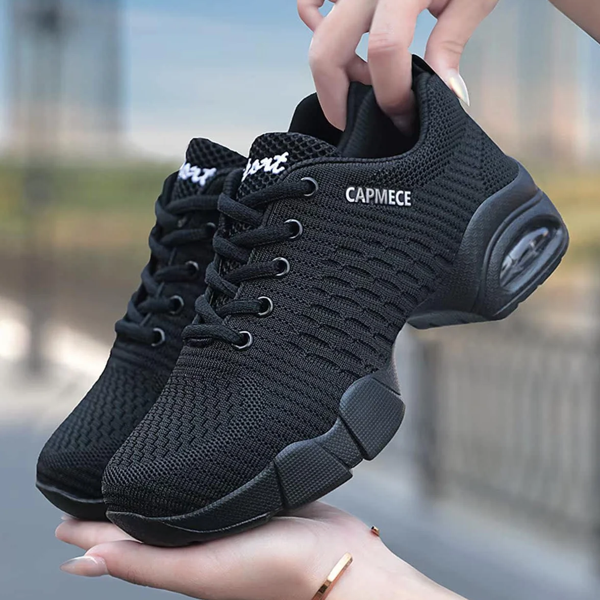 Damskie buty do tańca, sznurowane siateczki, poduszki powietrzne, do tańca, tenisówki, buty do tańca