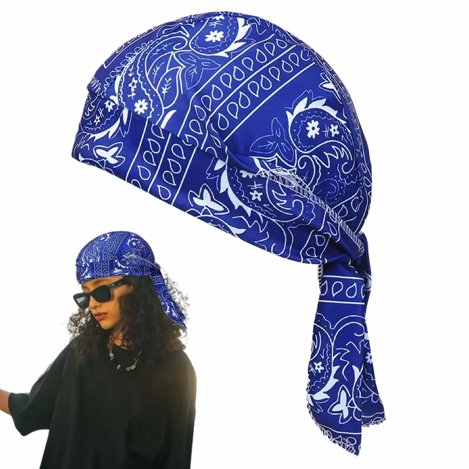 Czapka piracka dla kobiet, oddychaj?ca czapka kapitana pirata, 50-60 cm, odporna promieniowanie UV, elastyczna czapka z tkaniny, stylowa w?drówki, jazda rowerze, owijanie w?osów, akcesoria do
