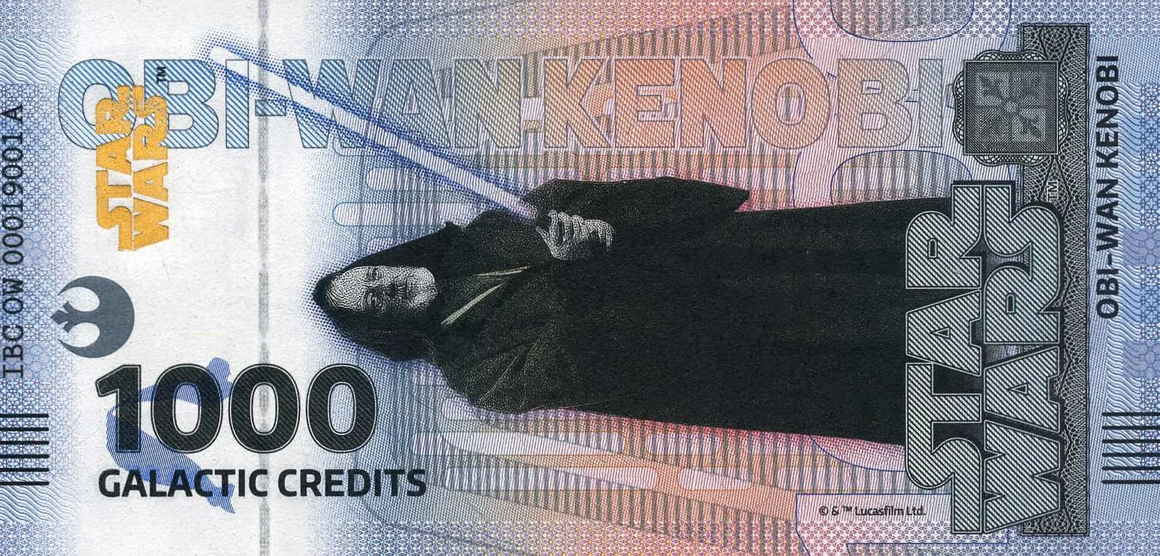 FANTASY CLUB | Gwiezdne Wojny Trylogia Bilet Oryginalny OBI WAN Kenobi | Oficjalne towary | Edycja limitowana ze złotym hologramem i efektami UV